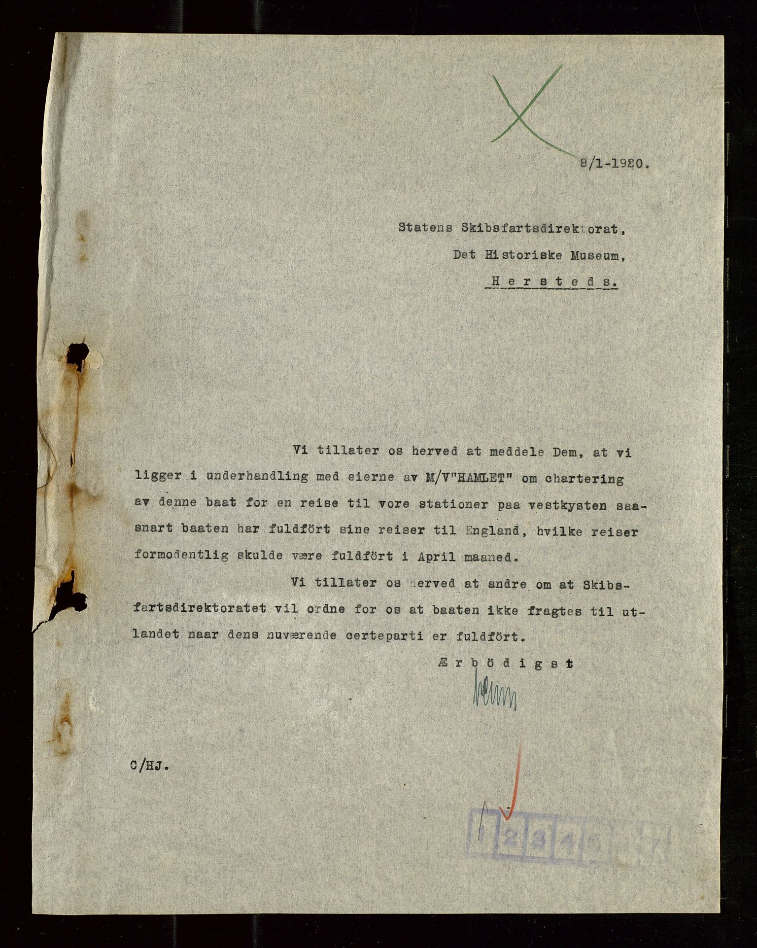 Pa 1521 - A/S Norske Shell, AV/SAST-A-101915/E/Ea/Eaa/L0010: Sjefskorrespondanse, 1920, s. 234