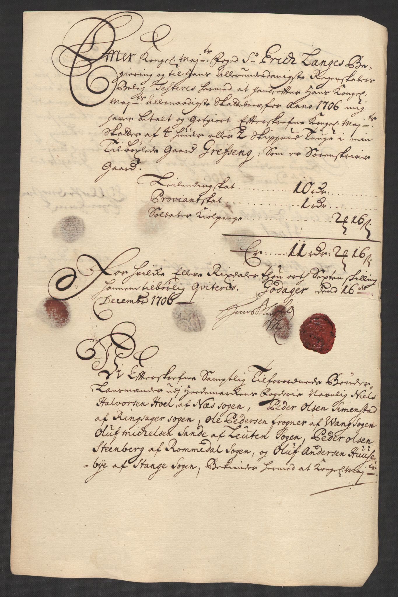 Rentekammeret inntil 1814, Reviderte regnskaper, Fogderegnskap, AV/RA-EA-4092/R16/L1043: Fogderegnskap Hedmark, 1706-1707, s. 268