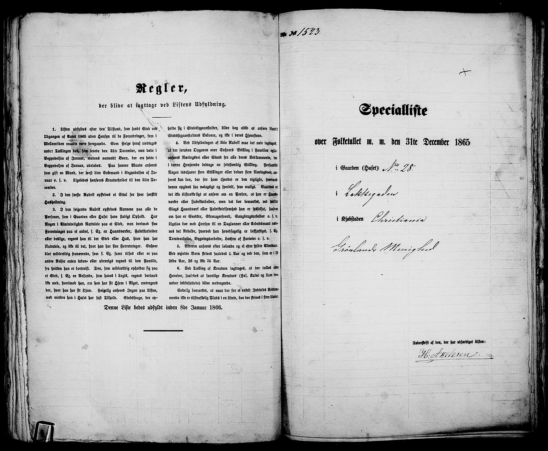 RA, Folketelling 1865 for 0301 Kristiania kjøpstad, 1865, s. 3457