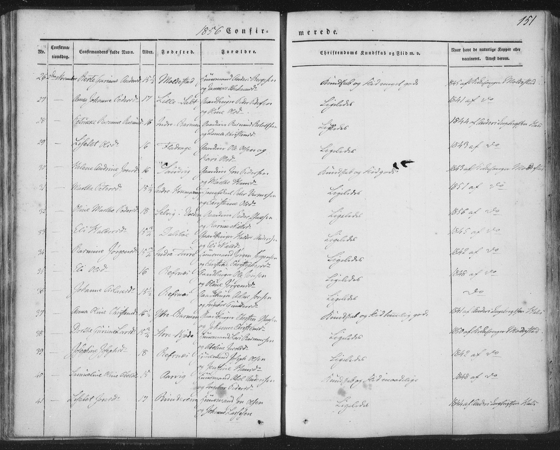 Selje sokneprestembete, AV/SAB-A-99938/H/Ha/Haa/Haaa: Ministerialbok nr. A 10, 1844-1858, s. 151