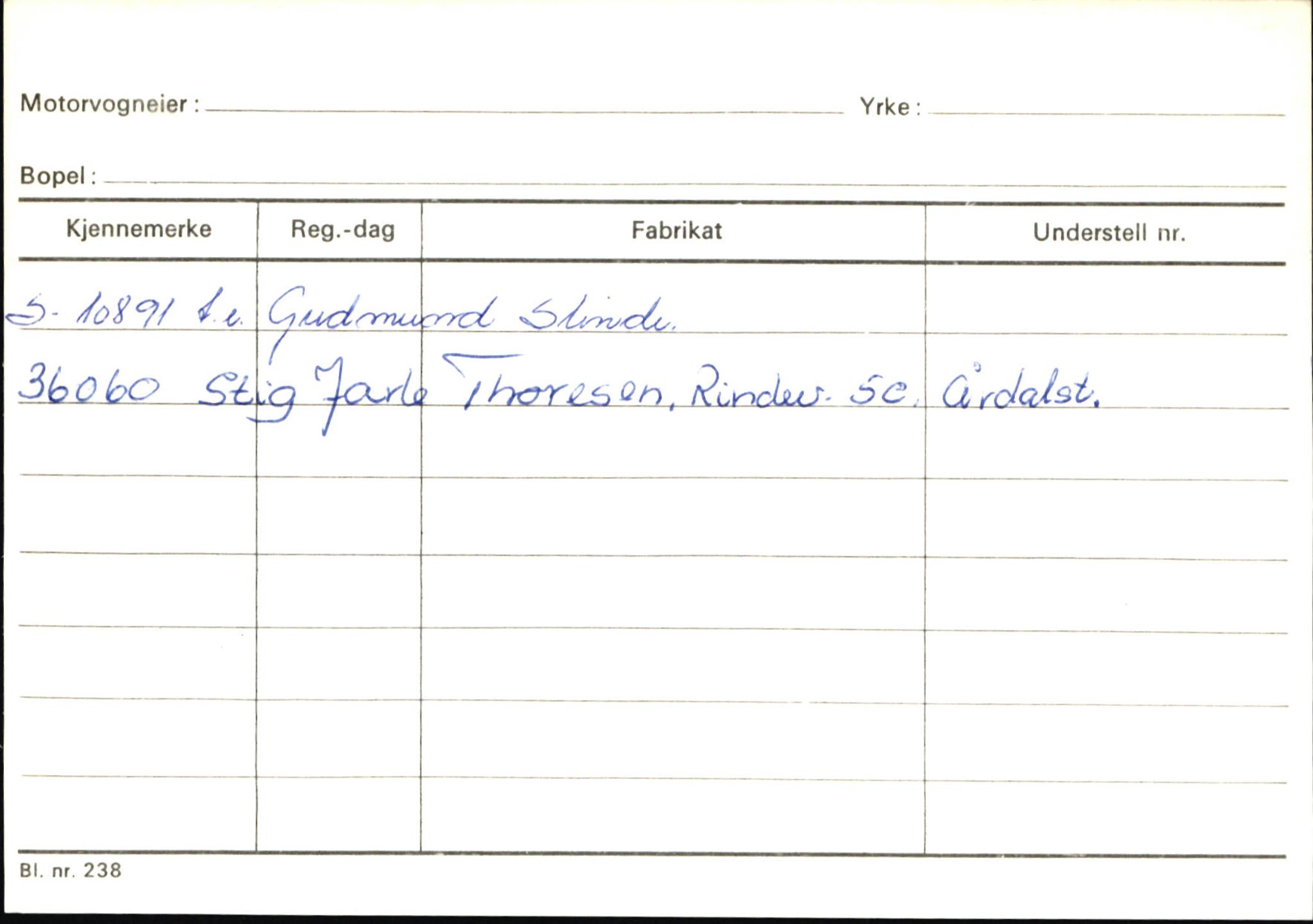 Statens vegvesen, Sogn og Fjordane vegkontor, AV/SAB-A-5301/4/F/L0146: Registerkort Årdal R-Å samt diverse kort, 1945-1975, s. 473