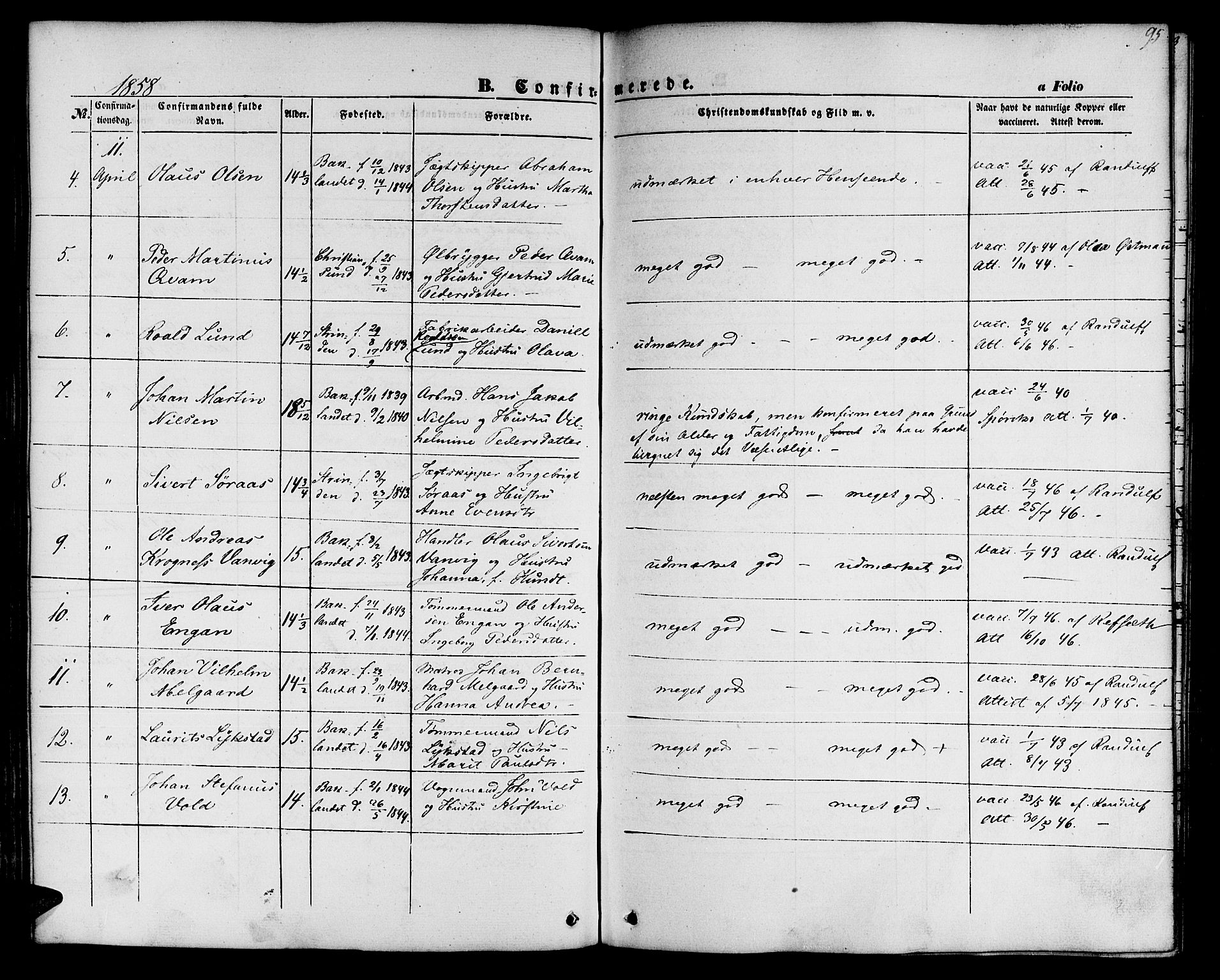 Ministerialprotokoller, klokkerbøker og fødselsregistre - Sør-Trøndelag, AV/SAT-A-1456/604/L0184: Ministerialbok nr. 604A05, 1851-1860, s. 95