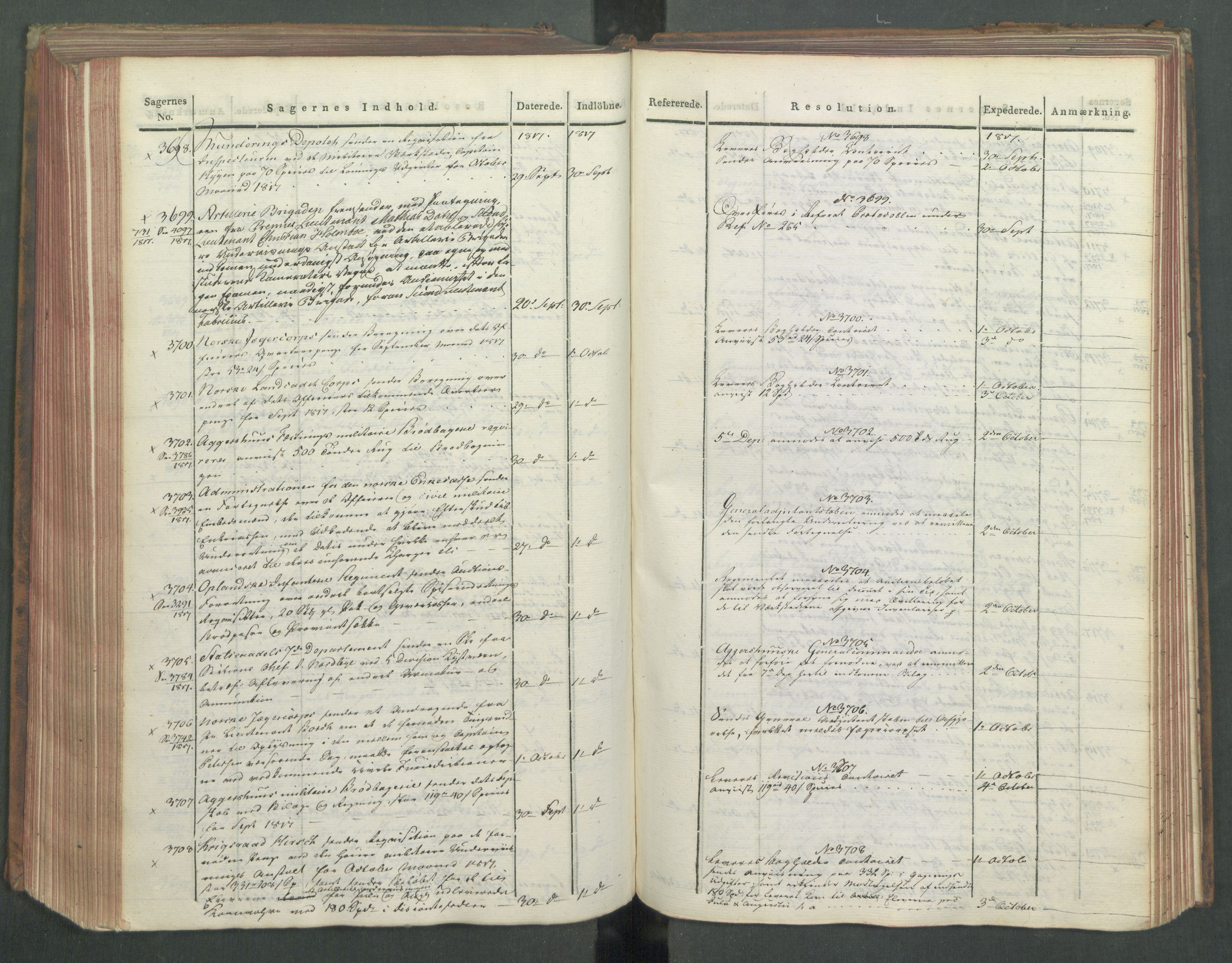 Armédepartementet, RA/RAFA-3493/C/Ca/L0012: 6. Departements Journal, 1817