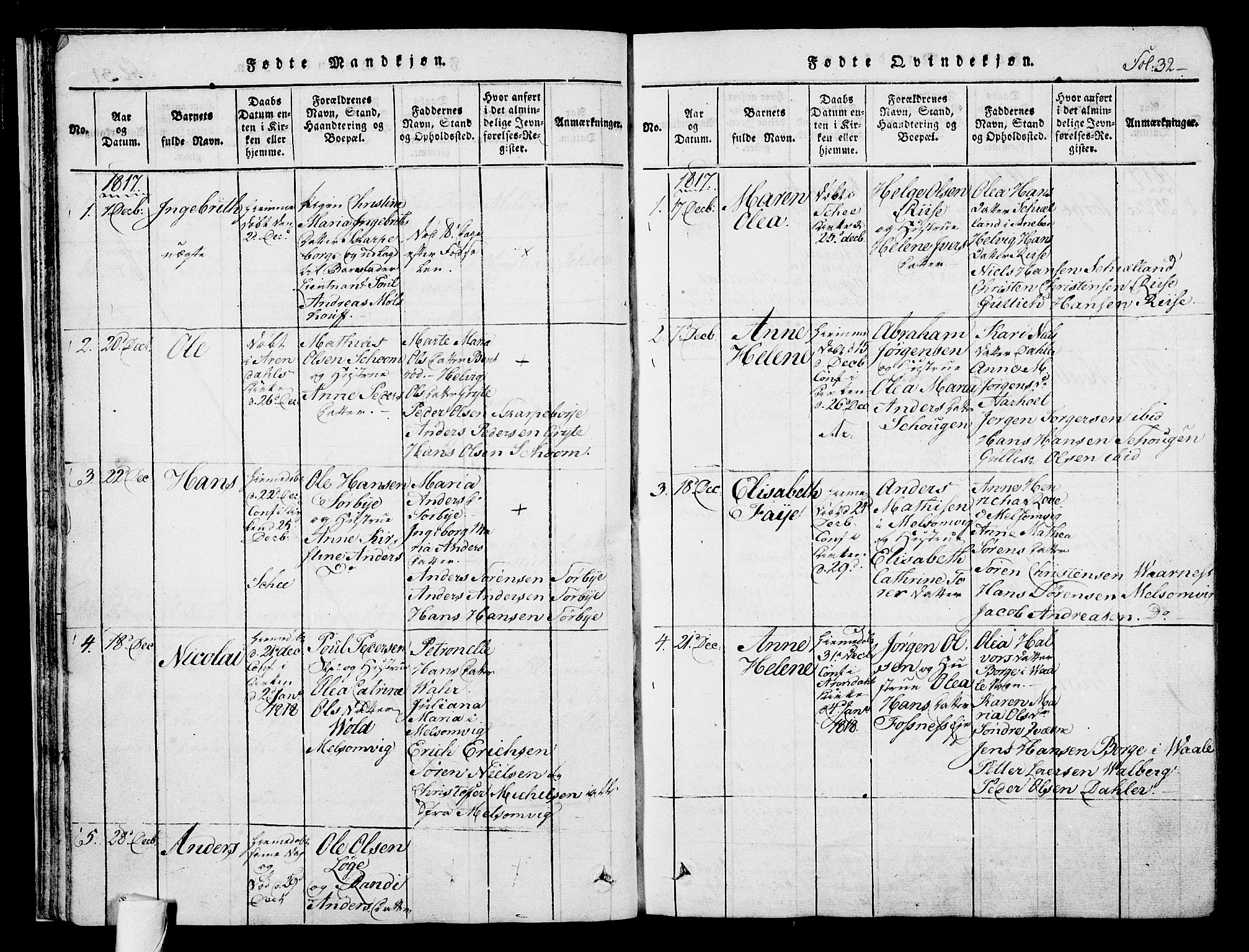 Stokke kirkebøker, SAKO/A-320/F/Fa/L0005: Ministerialbok nr. I 5, 1815-1826, s. 32