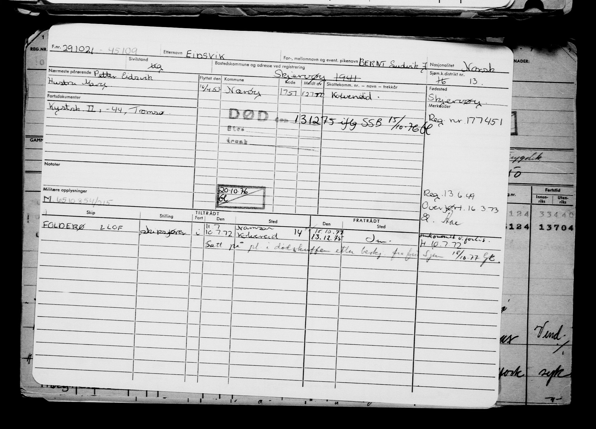 Direktoratet for sjømenn, AV/RA-S-3545/G/Gb/L0199: Hovedkort, 1921, s. 365