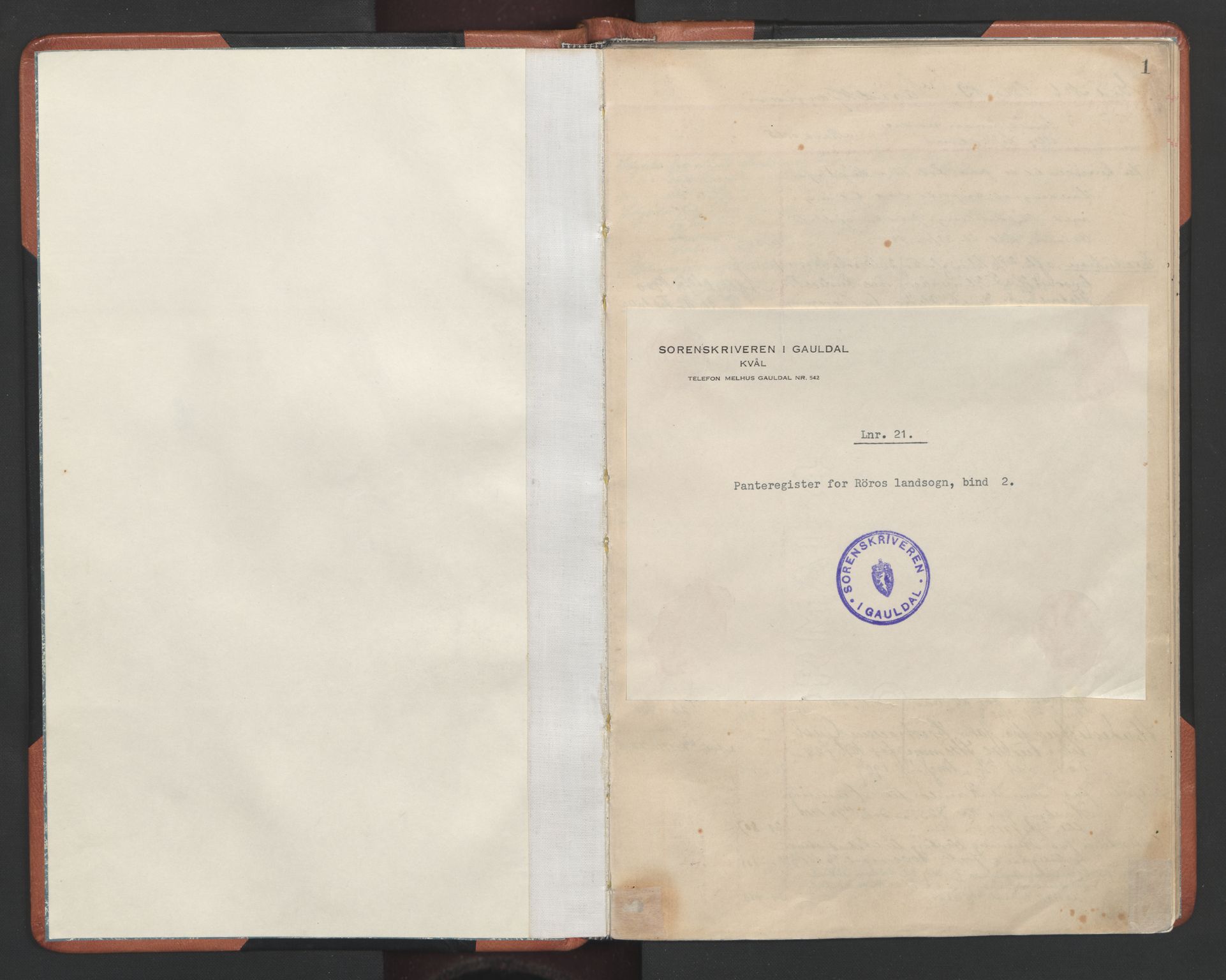 Gauldal sorenskriveri, SAT/A-0014/1/2/2A/2Aa/L0005: Panteregister nr. 4, s. 1