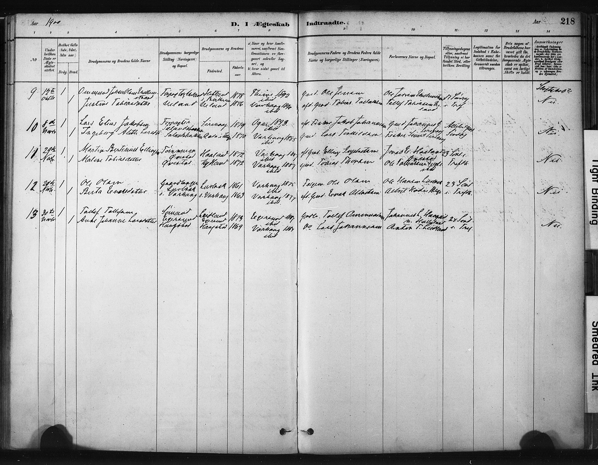 Hå sokneprestkontor, AV/SAST-A-101801/001/30BA/L0011: Ministerialbok nr. A 10, 1879-1900, s. 218
