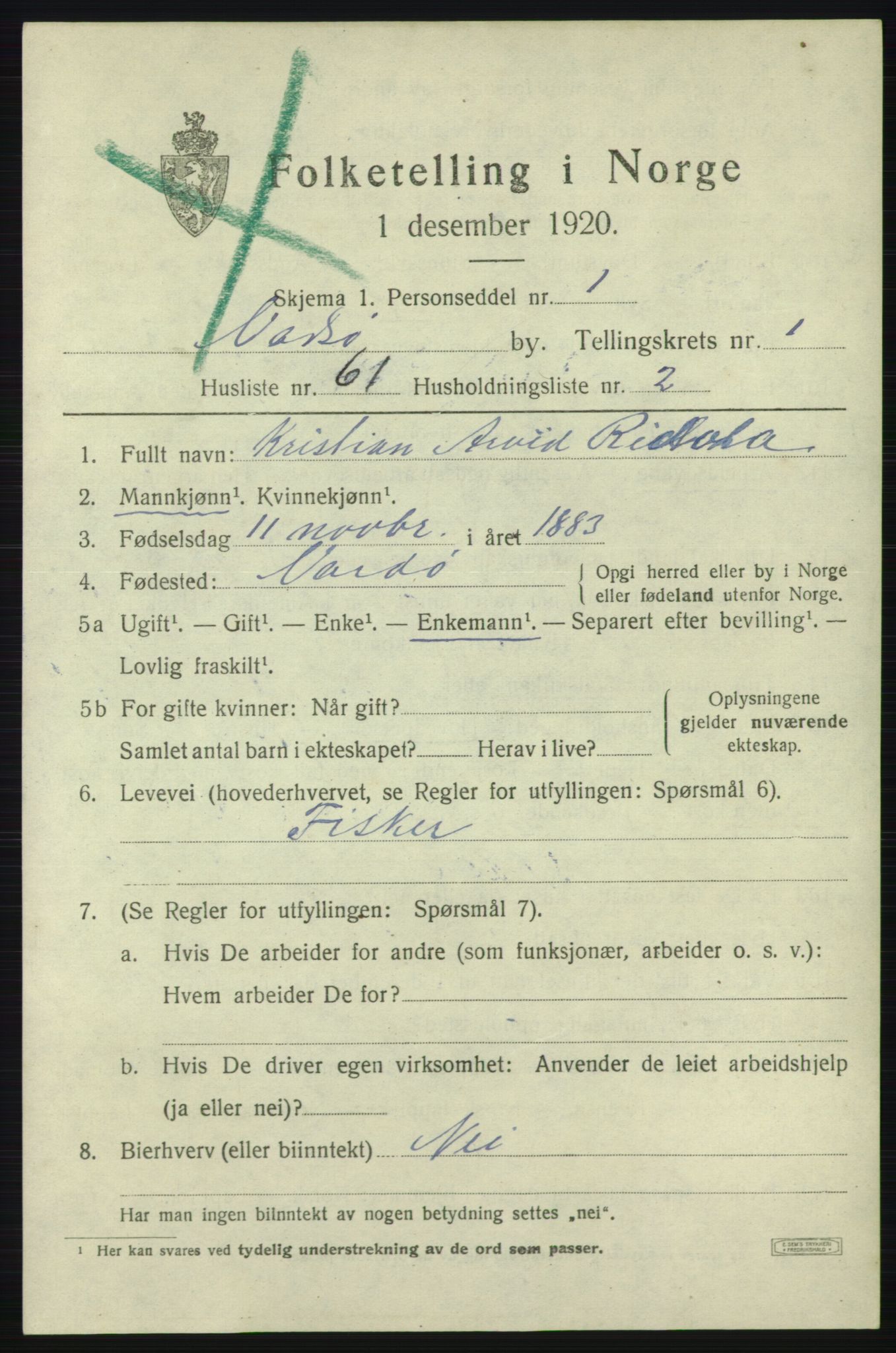 SATØ, Folketelling 1920 for 2003 Vadsø kjøpstad, 1920, s. 2215