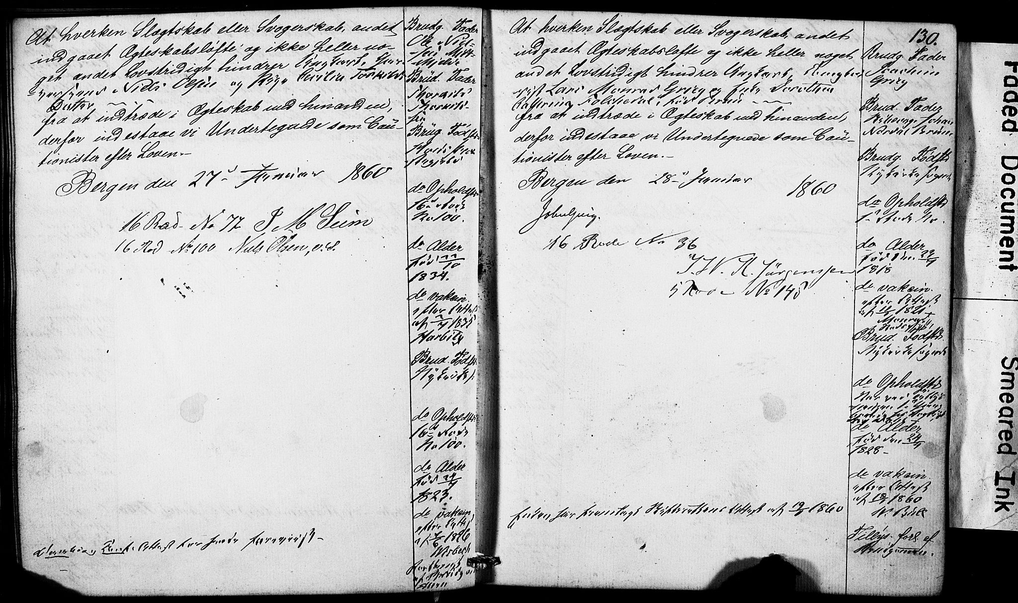 Domkirken sokneprestembete, AV/SAB-A-74801: Forlovererklæringer nr. II.5.5, 1857-1863, s. 130