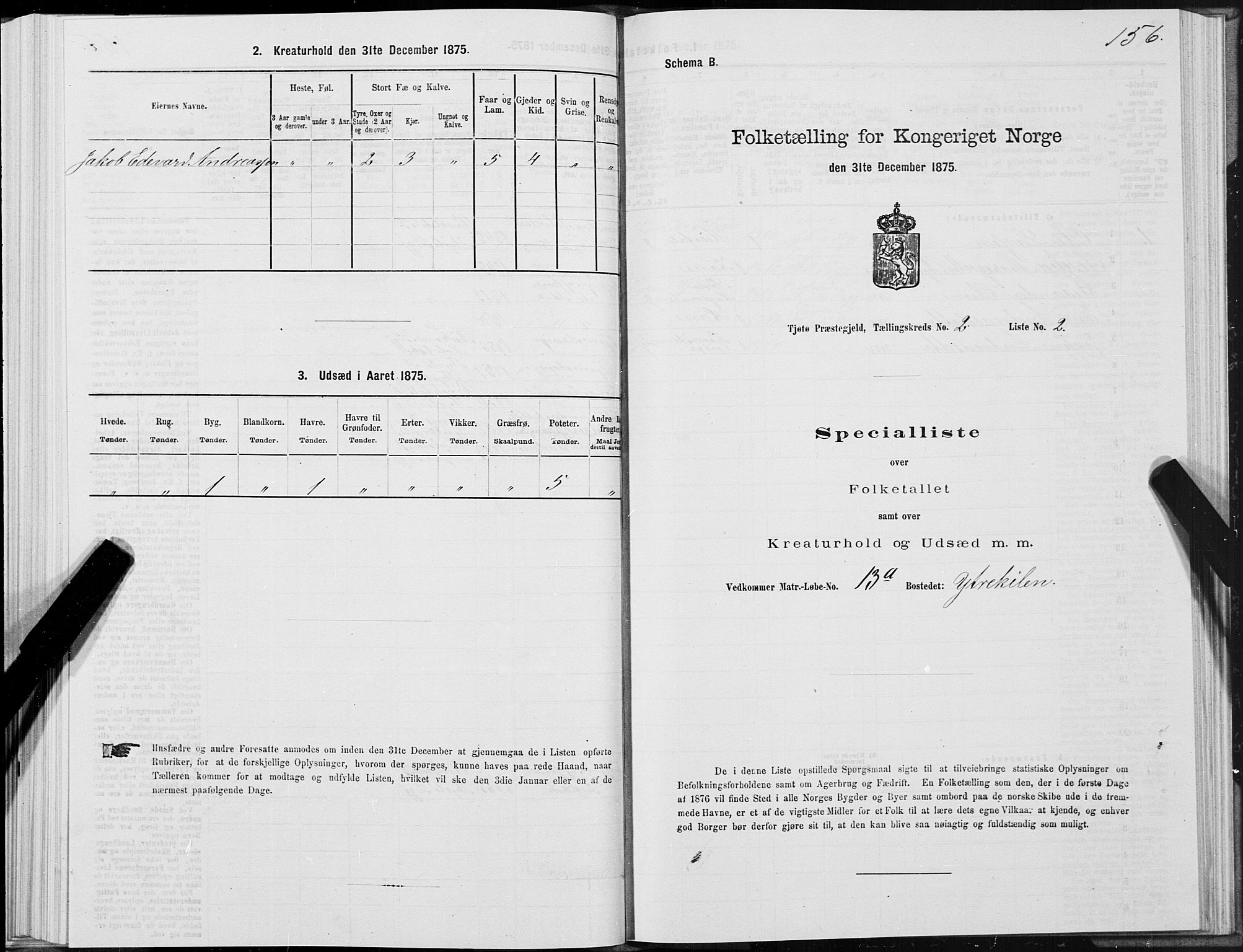 SAT, Folketelling 1875 for 1817P Tjøtta prestegjeld, 1875, s. 1156