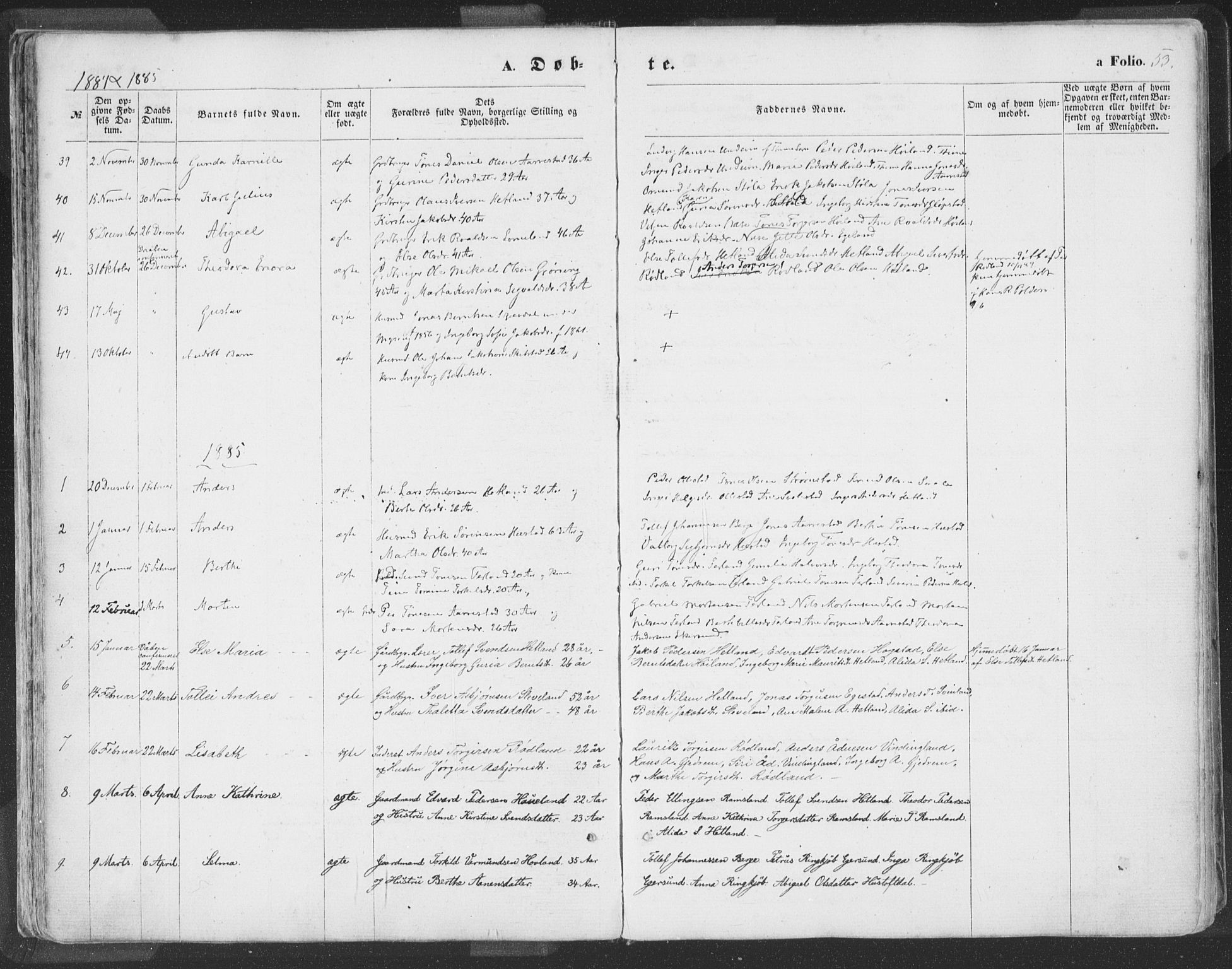 Helleland sokneprestkontor, SAST/A-101810: Ministerialbok nr. A 7.1, 1863-1886, s. 53