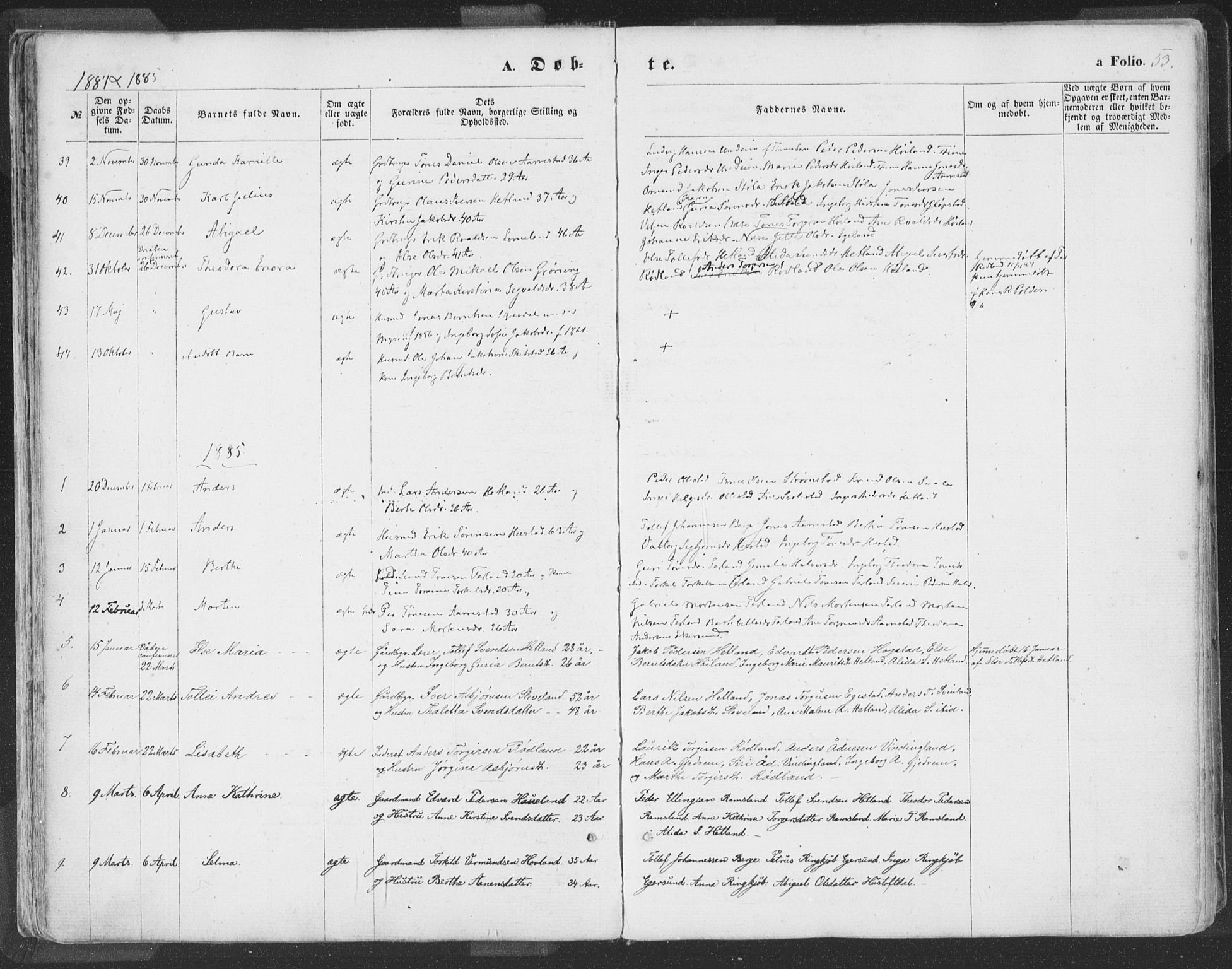 Helleland sokneprestkontor, AV/SAST-A-101810: Ministerialbok nr. A 7.1, 1863-1886, s. 53