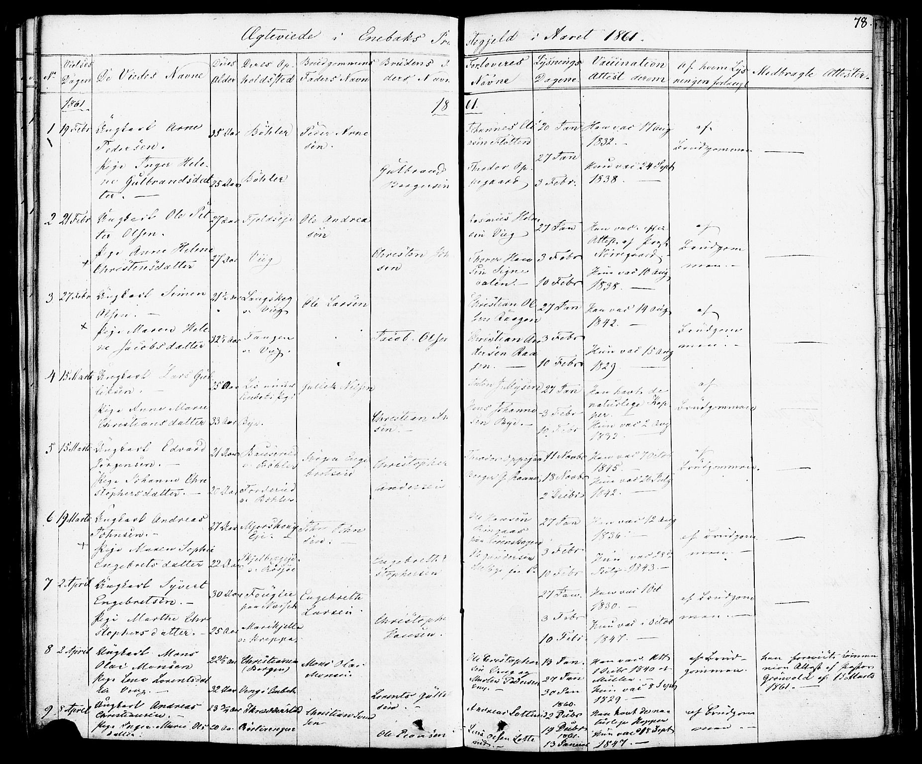 Enebakk prestekontor Kirkebøker, AV/SAO-A-10171c/F/Fa/L0012: Ministerialbok nr. I 12, 1832-1882, s. 78