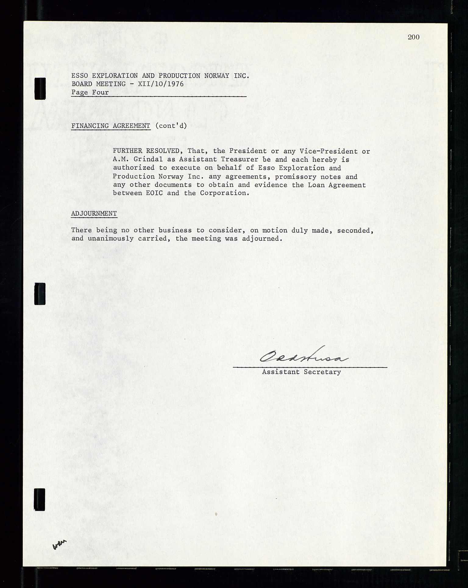 Pa 1512 - Esso Exploration and Production Norway Inc., AV/SAST-A-101917/A/Aa/L0001/0002: Styredokumenter / Corporate records, Board meeting minutes, Agreements, Stocholder meetings, 1975-1979, s. 51