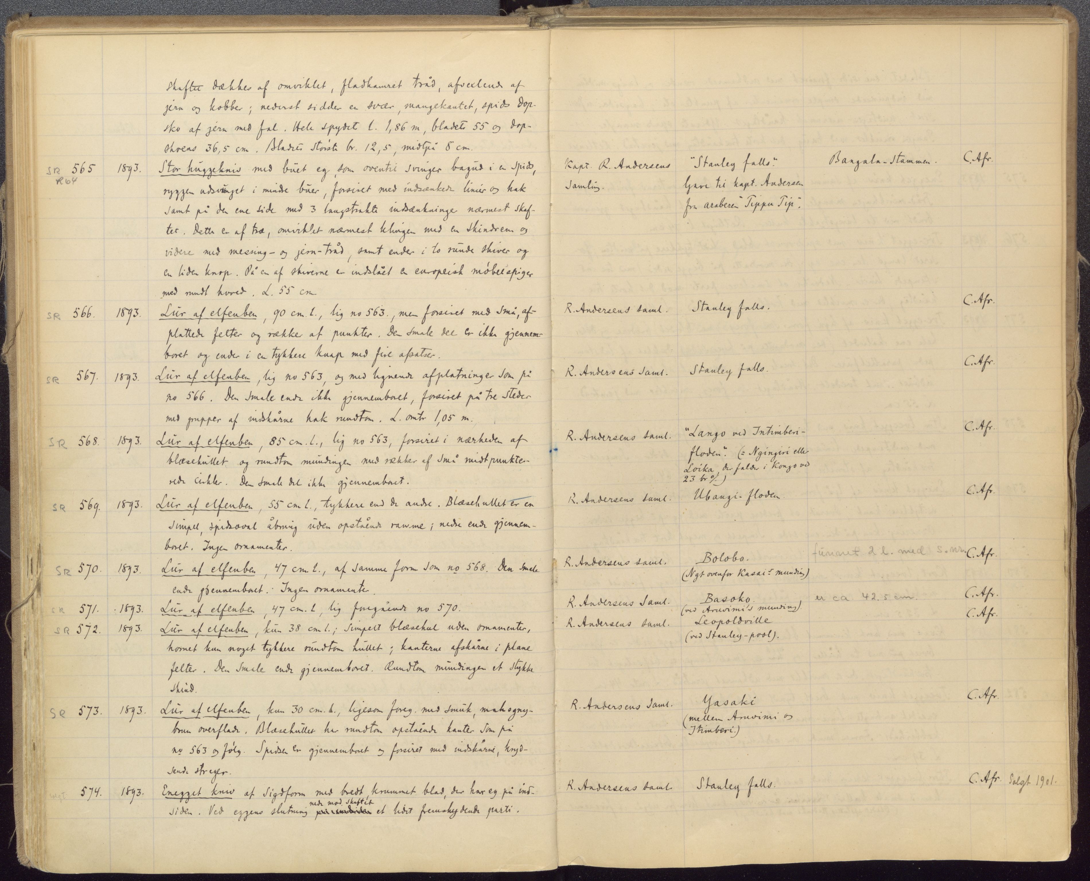 Etnografiske samlinger, UMB/A004/F/Fa/L0001: Katalog over den etnografiske samling 1 - 2800, 1894-1921, s. 111, 112