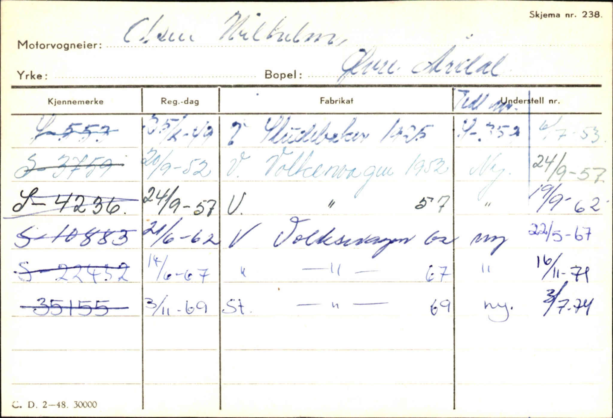 Statens vegvesen, Sogn og Fjordane vegkontor, AV/SAB-A-5301/4/F/L0145: Registerkort Vågsøy S-Å. Årdal I-P, 1945-1975, s. 2314