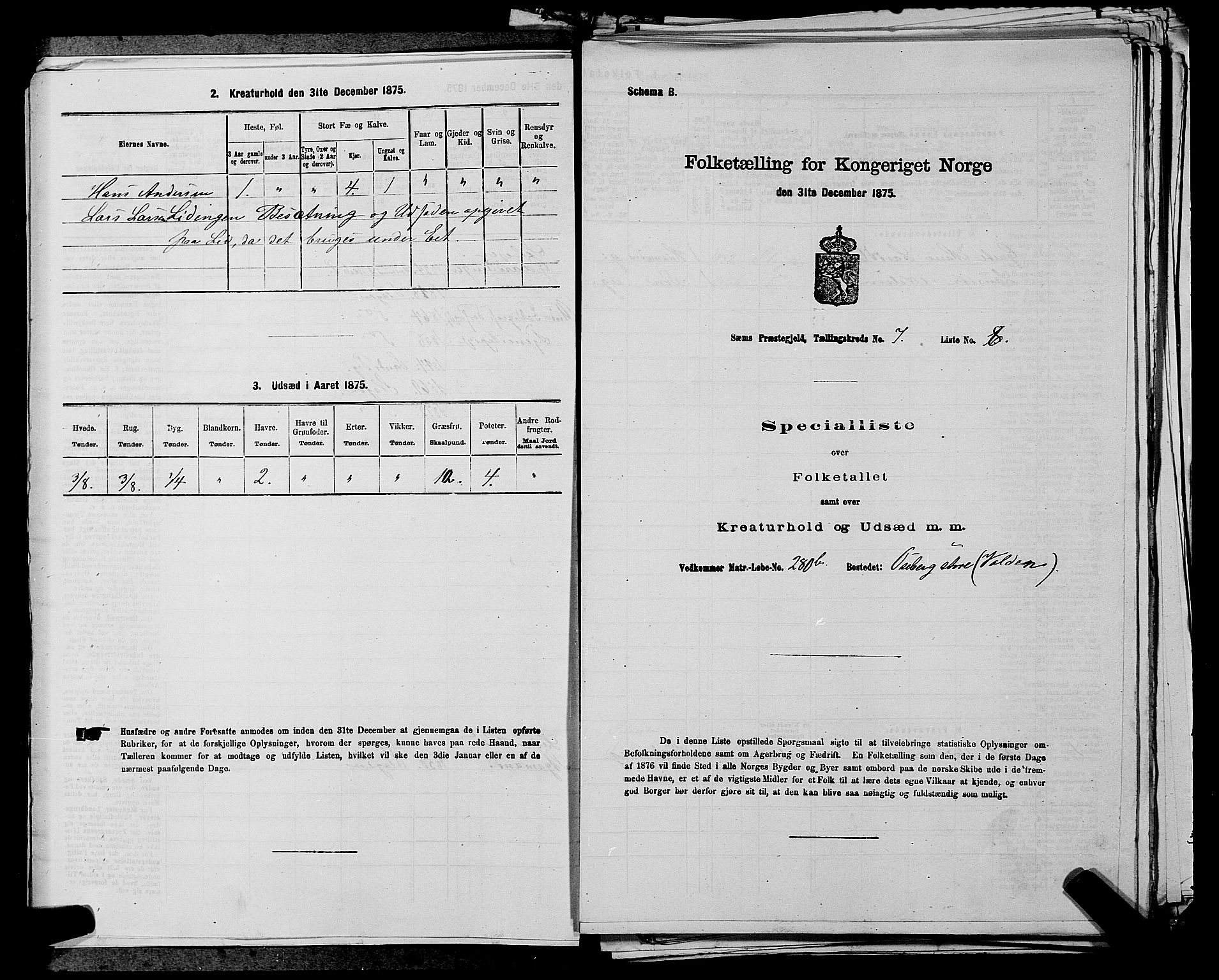 SAKO, Folketelling 1875 for 0721P Sem prestegjeld, 1875, s. 1147