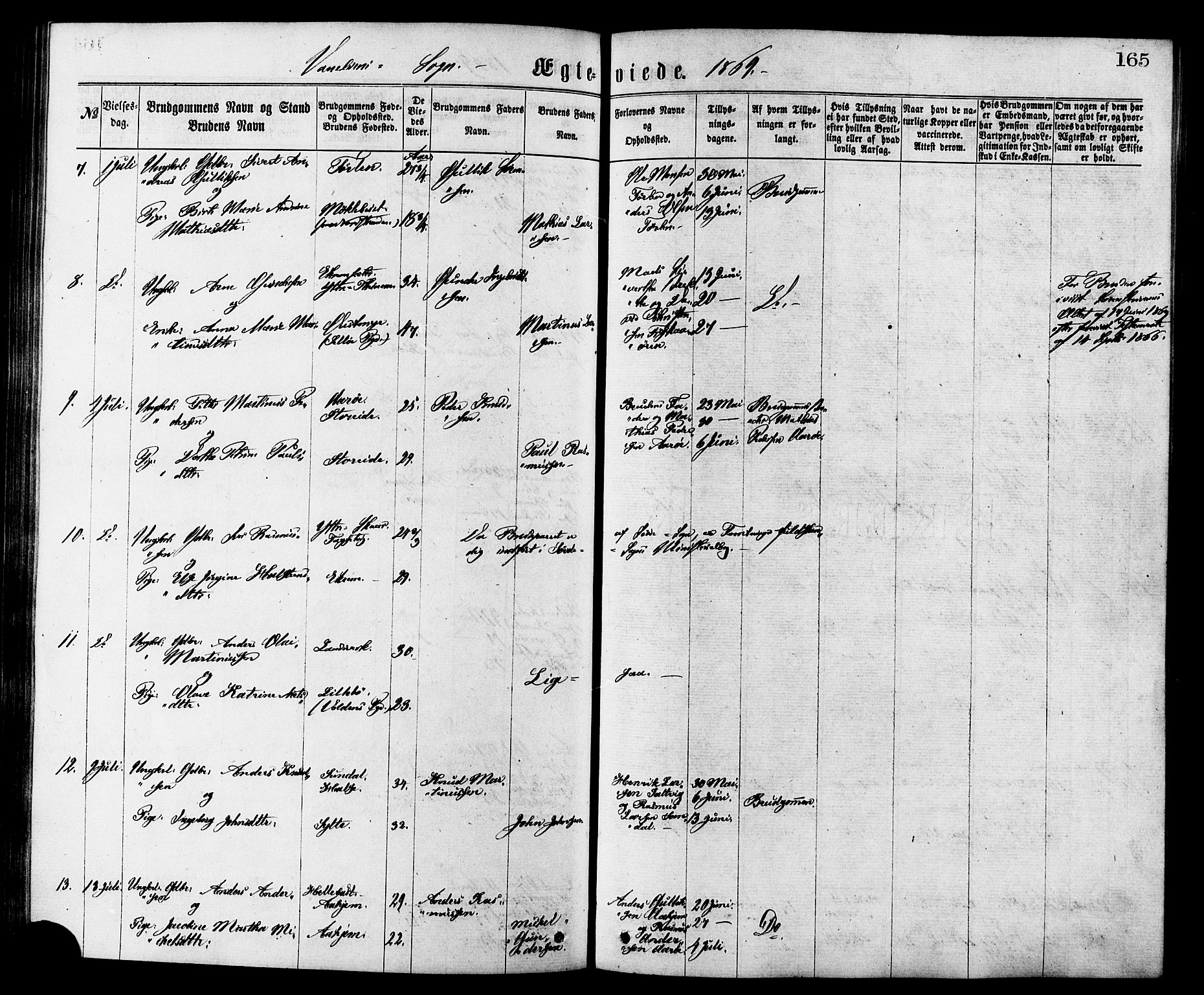 Ministerialprotokoller, klokkerbøker og fødselsregistre - Møre og Romsdal, AV/SAT-A-1454/501/L0007: Ministerialbok nr. 501A07, 1868-1884, s. 165