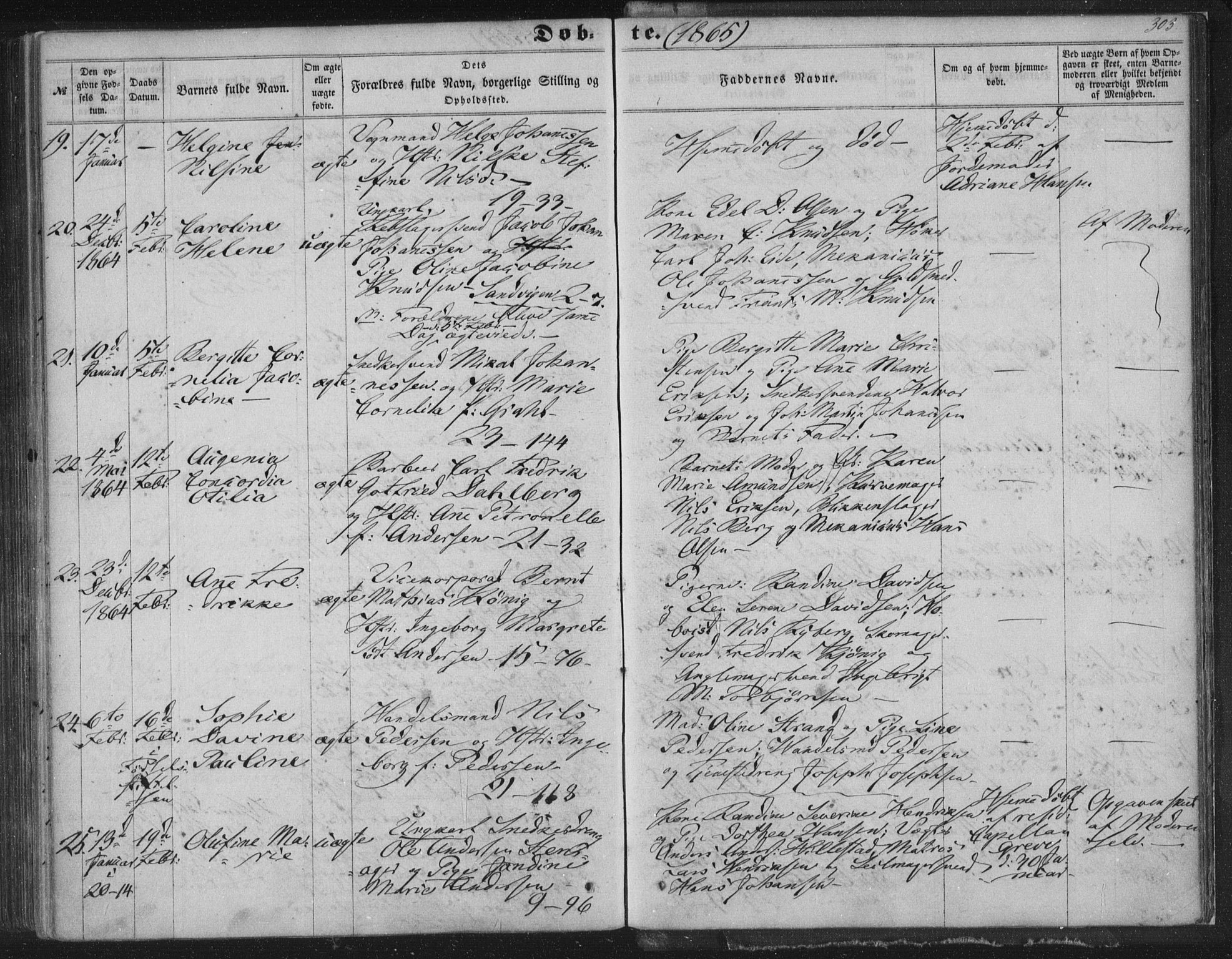 Korskirken sokneprestembete, AV/SAB-A-76101/H/Haa/L0018: Ministerialbok nr. B 4, 1857-1866, s. 303
