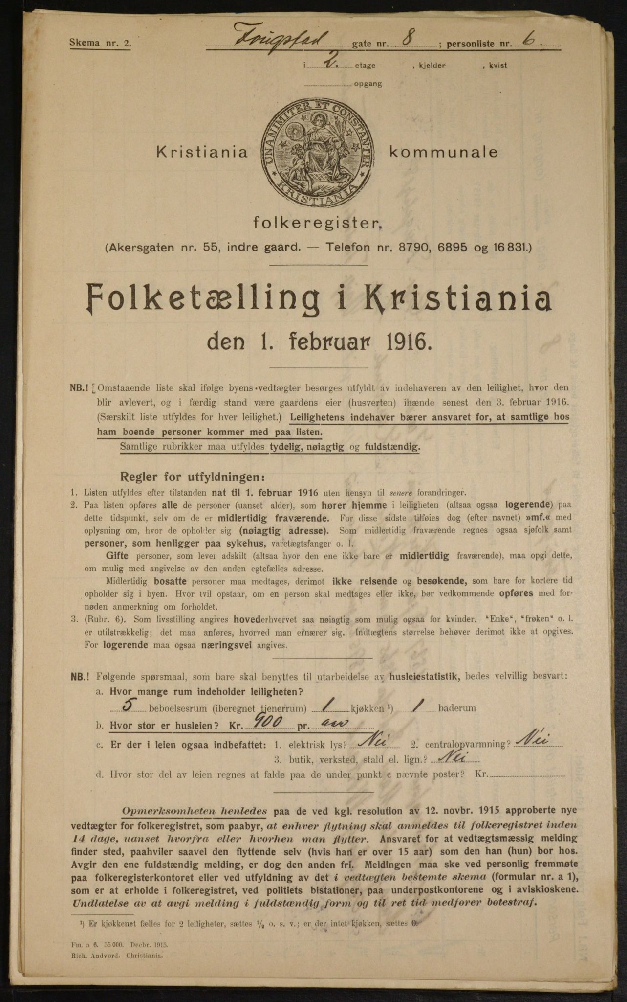 OBA, Kommunal folketelling 1.2.1916 for Kristiania, 1916, s. 25699