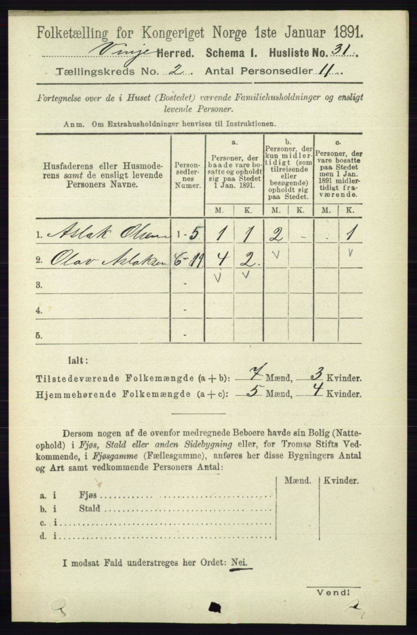 RA, Folketelling 1891 for 0834 Vinje herred, 1891, s. 348