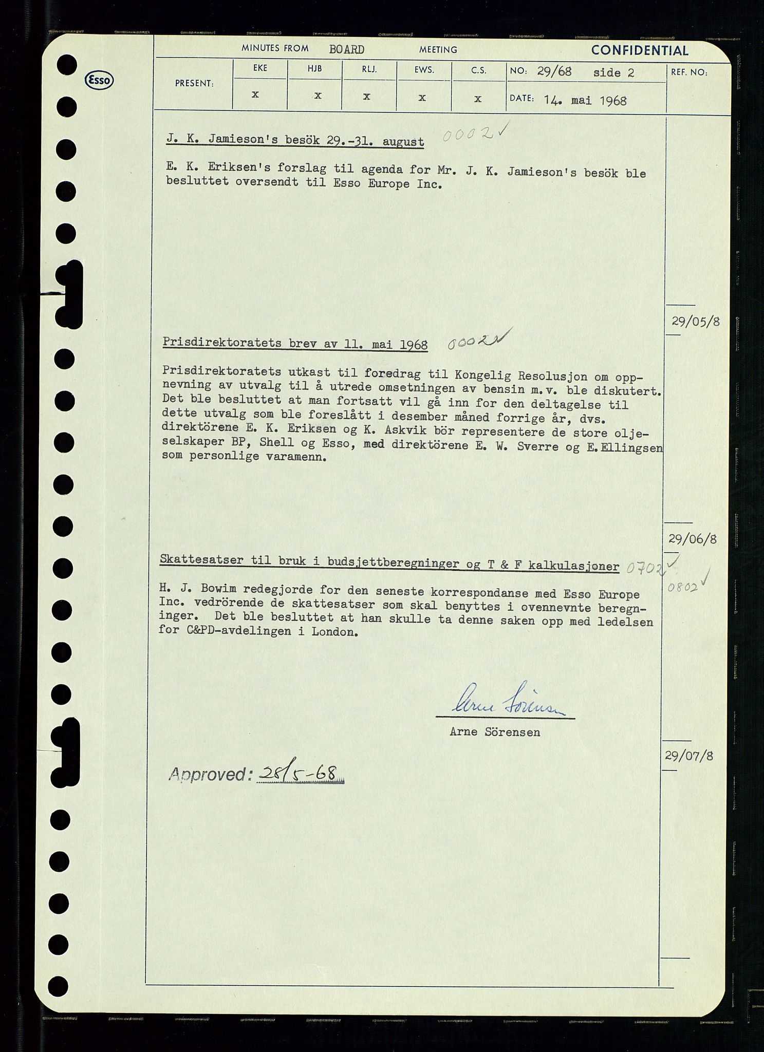 Pa 0982 - Esso Norge A/S, AV/SAST-A-100448/A/Aa/L0002/0004: Den administrerende direksjon Board minutes (styrereferater) / Den administrerende direksjon Board minutes (styrereferater), 1968, s. 49