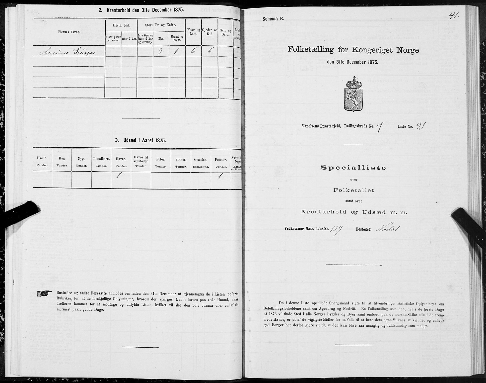 SAT, Folketelling 1875 for 1511P Vanylven prestegjeld, 1875, s. 4041