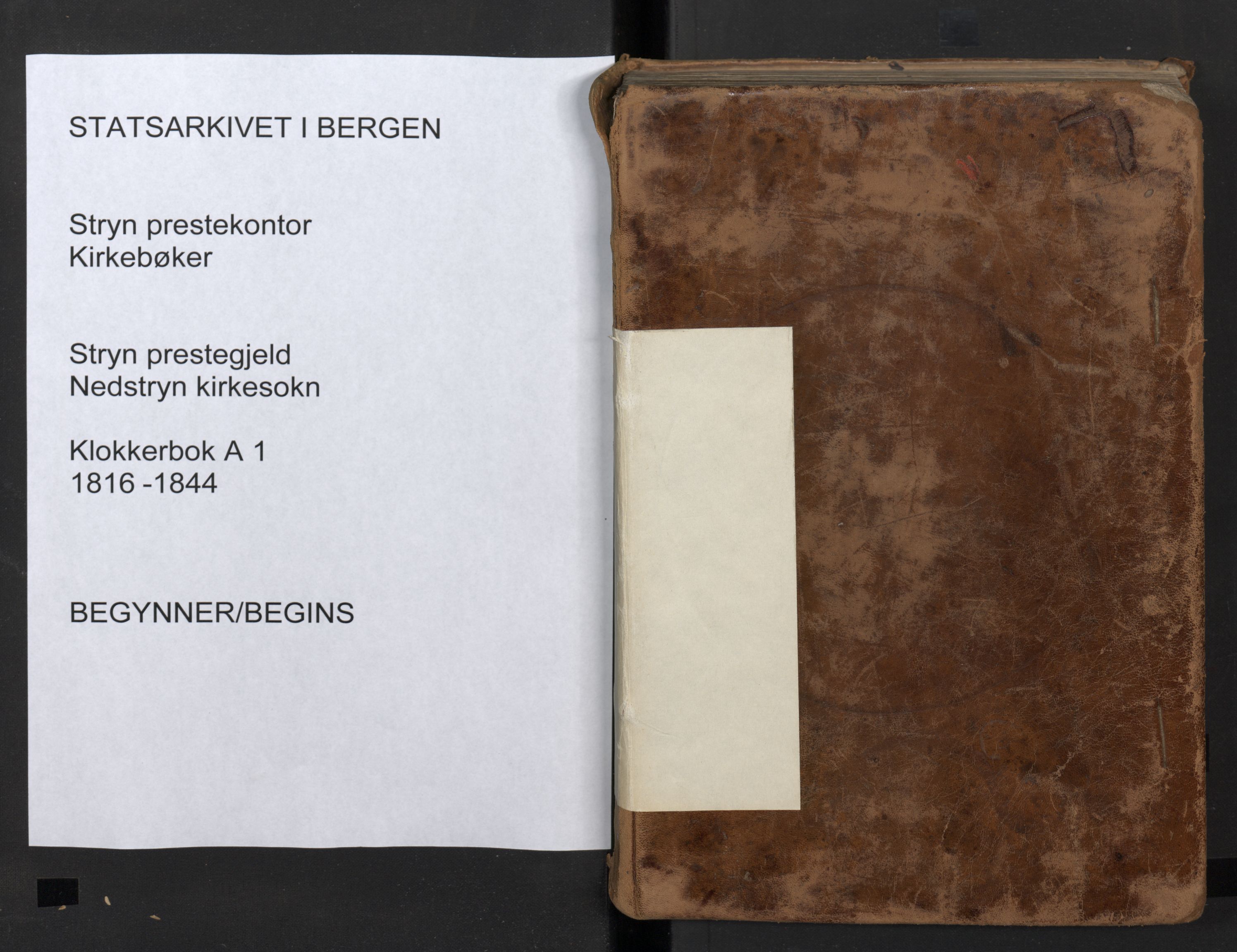 Stryn Sokneprestembete, SAB/A-82501: Klokkerbok nr. A 1, 1816-1844
