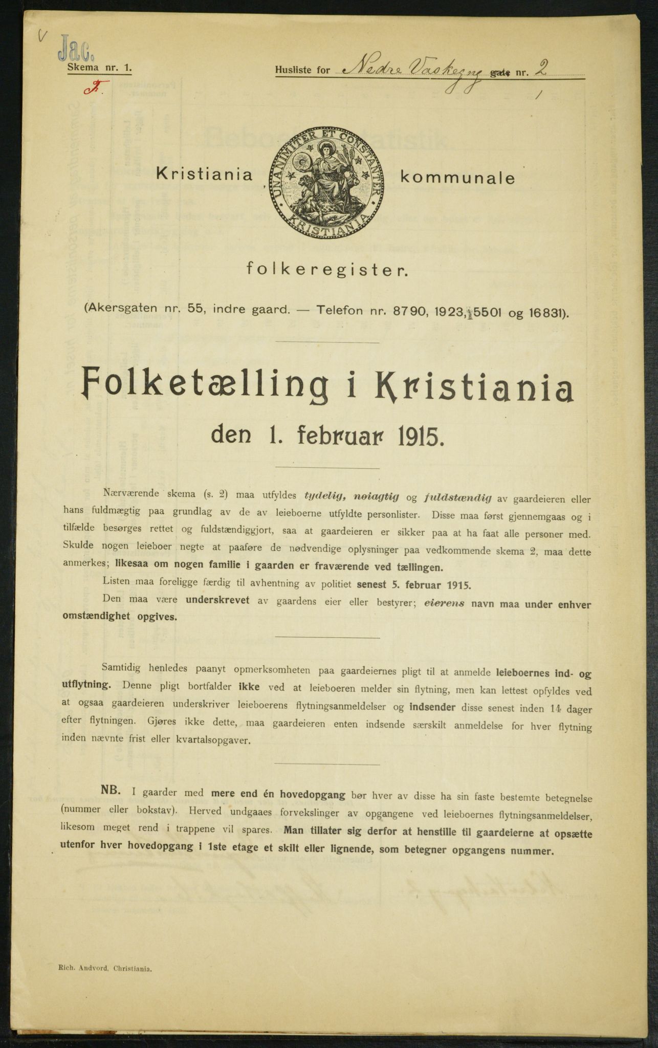 OBA, Kommunal folketelling 1.2.1915 for Kristiania, 1915, s. 68966