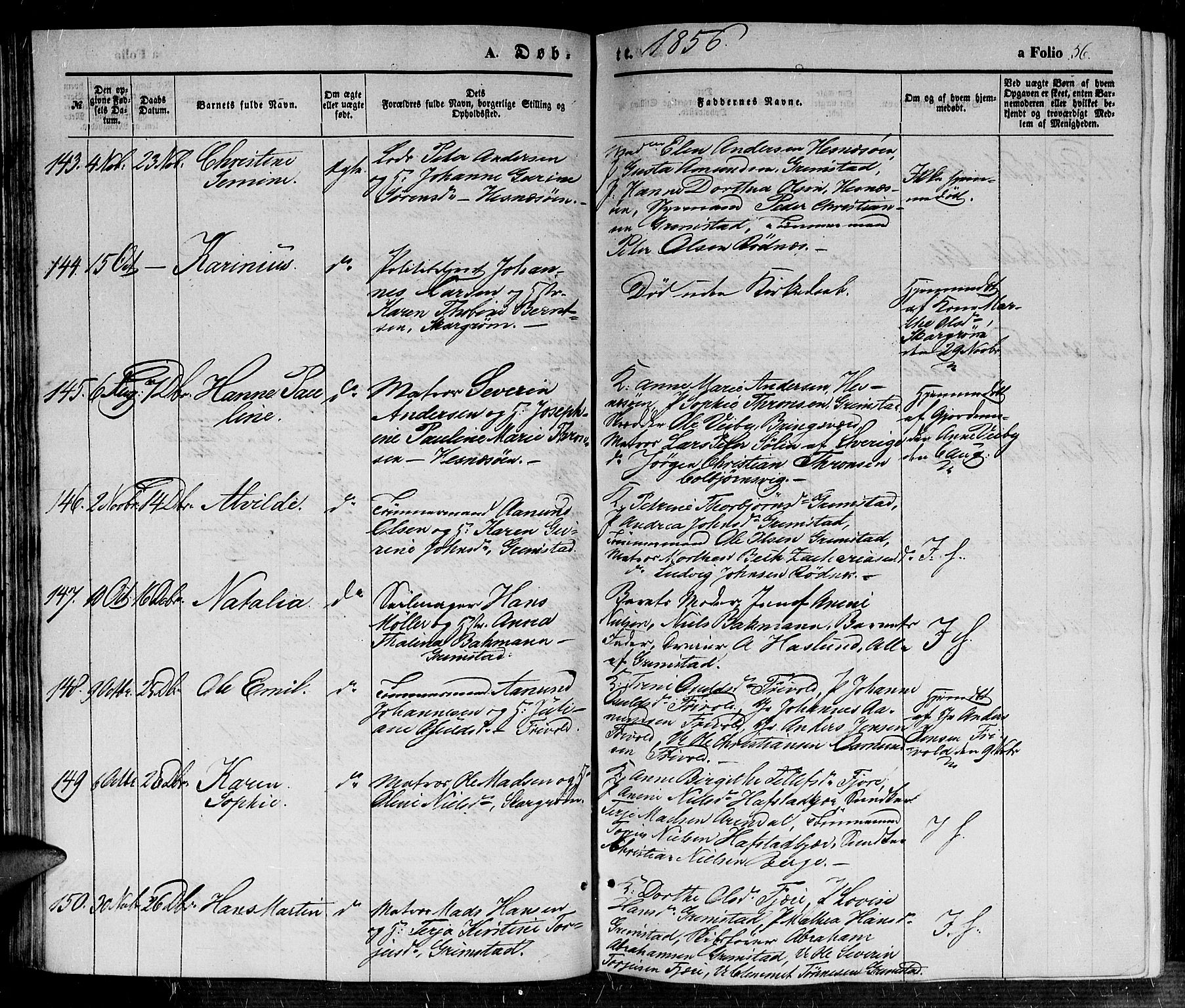 Fjære sokneprestkontor, AV/SAK-1111-0011/F/Fb/L0008: Klokkerbok nr. B 8, 1854-1867, s. 56