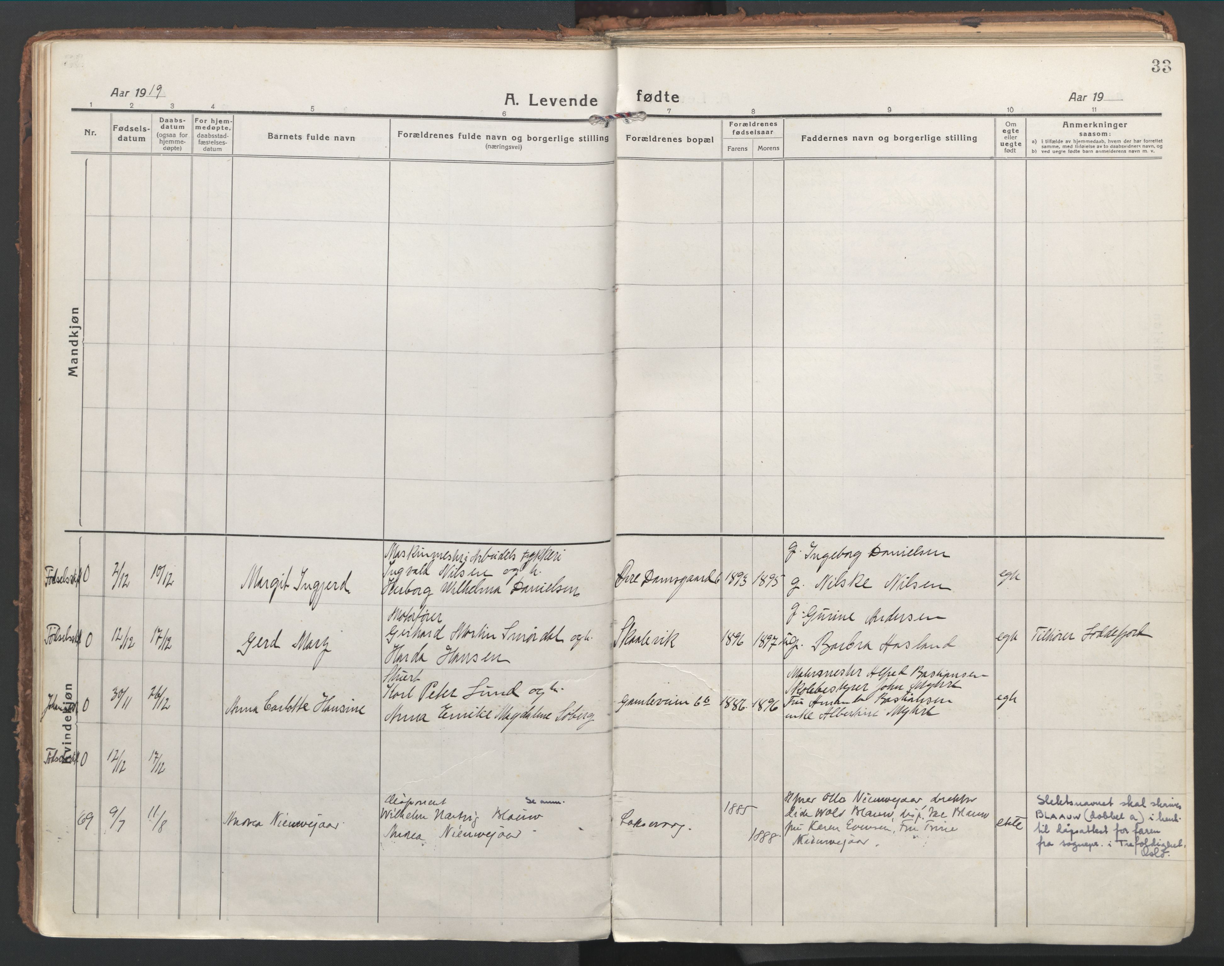 Laksevåg Sokneprestembete, AV/SAB-A-76501/H/Ha/Haa/Haaa/L0002: Ministerialbok nr. A 2, 1917-1927, s. 33