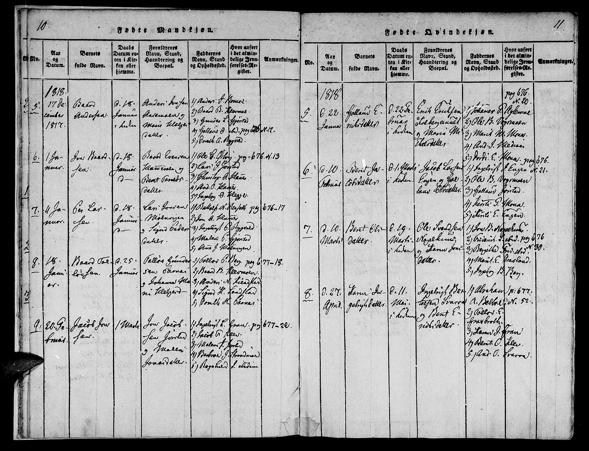 Ministerialprotokoller, klokkerbøker og fødselsregistre - Nord-Trøndelag, AV/SAT-A-1458/749/L0479: Klokkerbok nr. 749C01, 1817-1829, s. 10-11