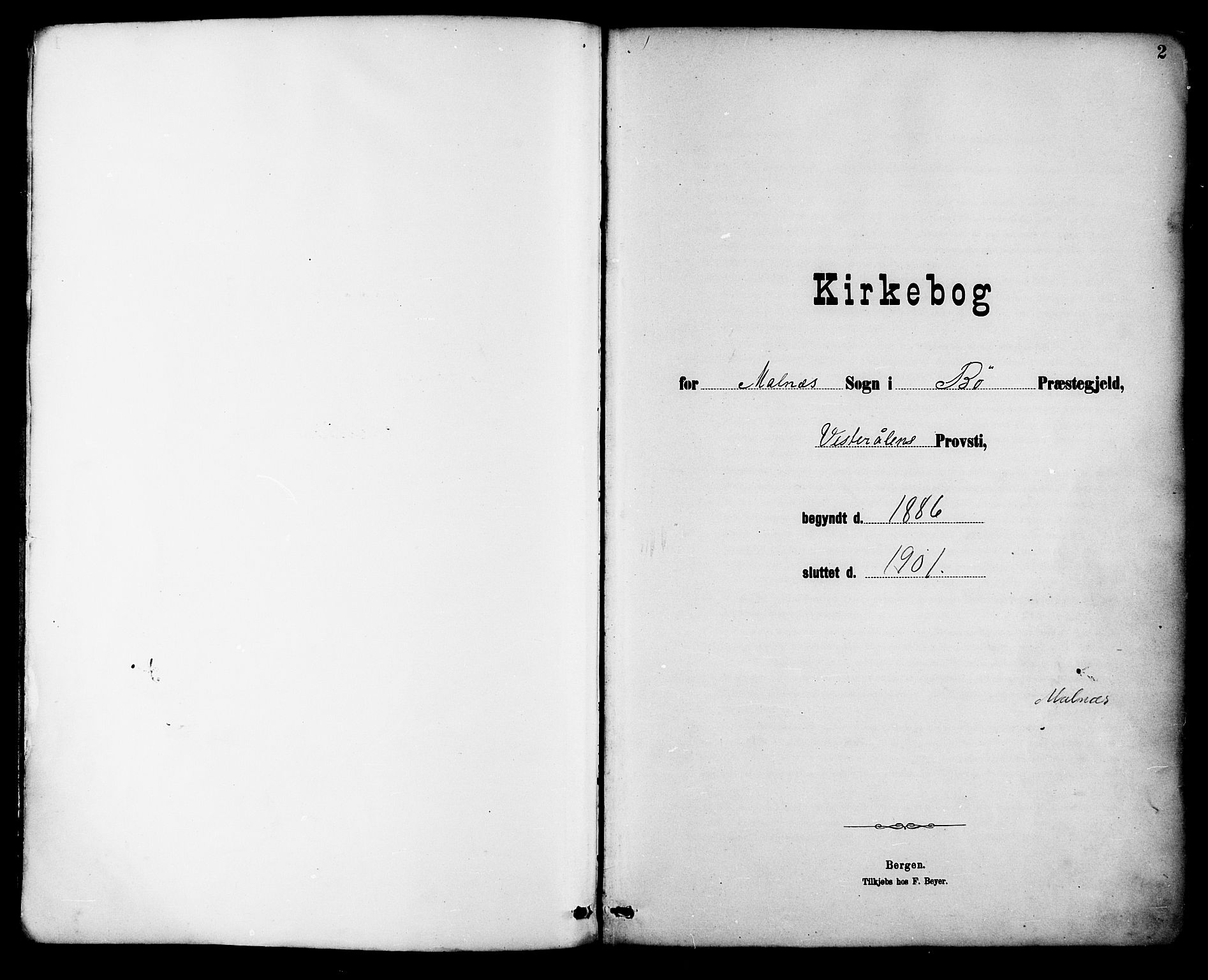 Ministerialprotokoller, klokkerbøker og fødselsregistre - Nordland, AV/SAT-A-1459/892/L1320: Ministerialbok nr. 892A01, 1886-1901, s. 2