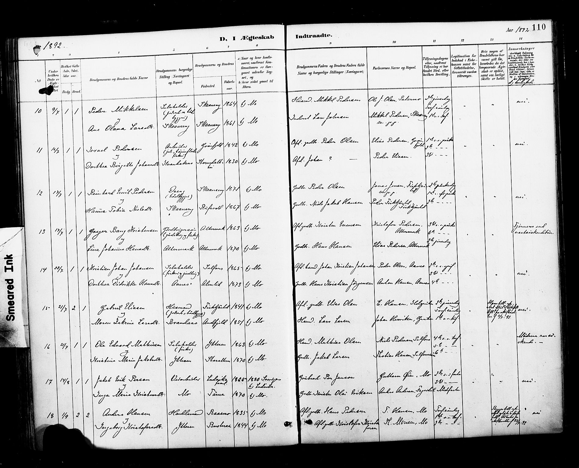 Ministerialprotokoller, klokkerbøker og fødselsregistre - Nordland, AV/SAT-A-1459/827/L0401: Ministerialbok nr. 827A13, 1887-1905, s. 110