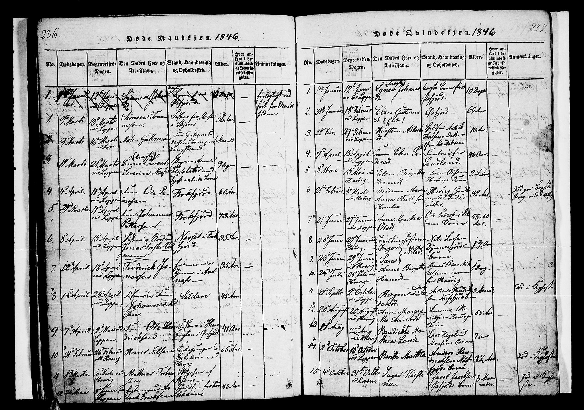 Loppa sokneprestkontor, AV/SATØ-S-1339/H/Ha/L0003kirke: Ministerialbok nr. 3, 1820-1848, s. 236-237