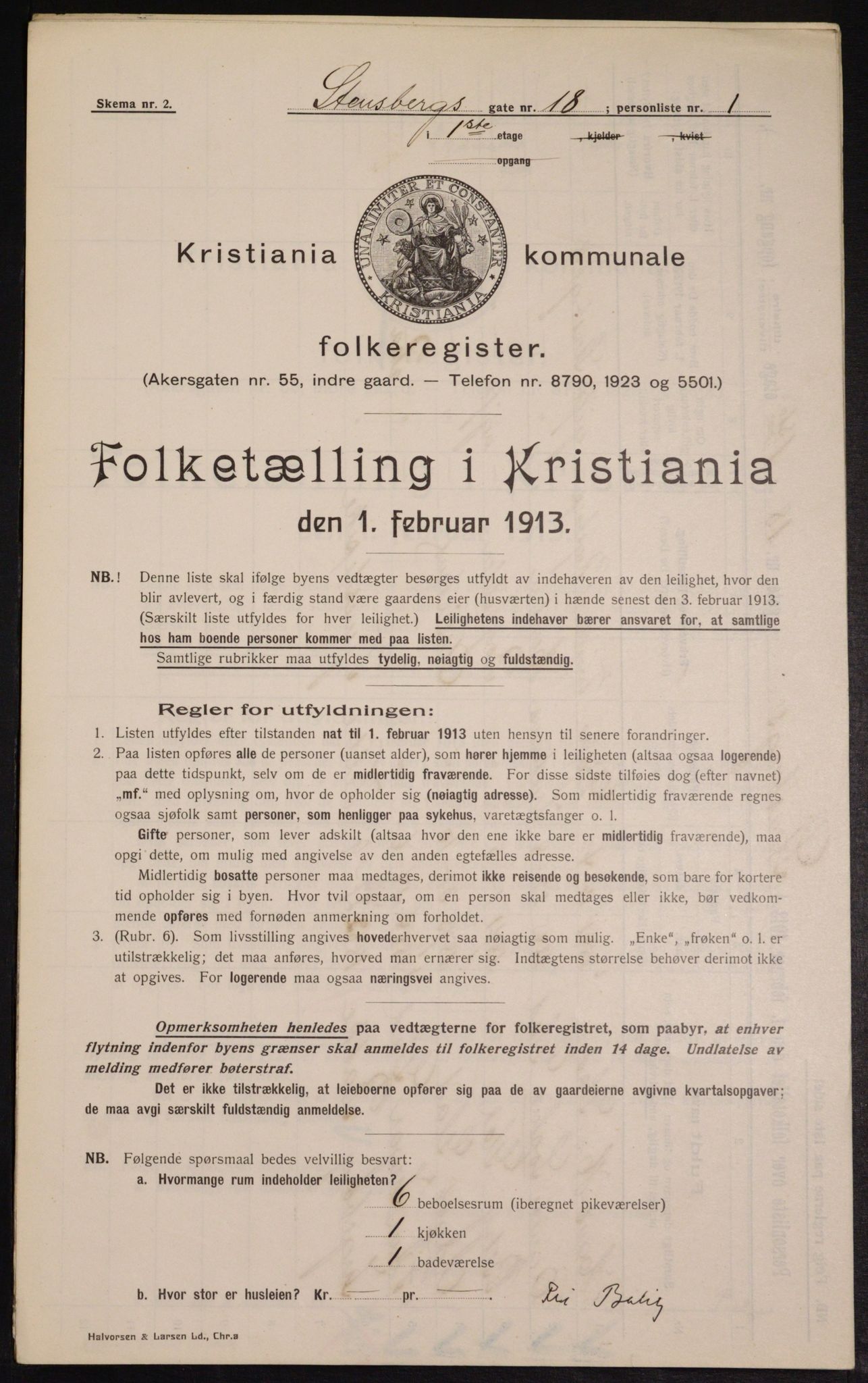 OBA, Kommunal folketelling 1.2.1913 for Kristiania, 1913, s. 101622