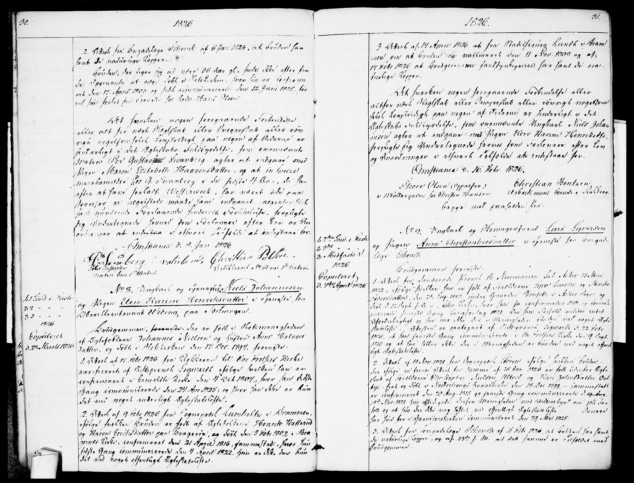 Garnisonsmenigheten Kirkebøker, AV/SAO-A-10846/H/Ha/L0001: Lysningsprotokoll nr. I 1, 1823-1828, s. 30-31