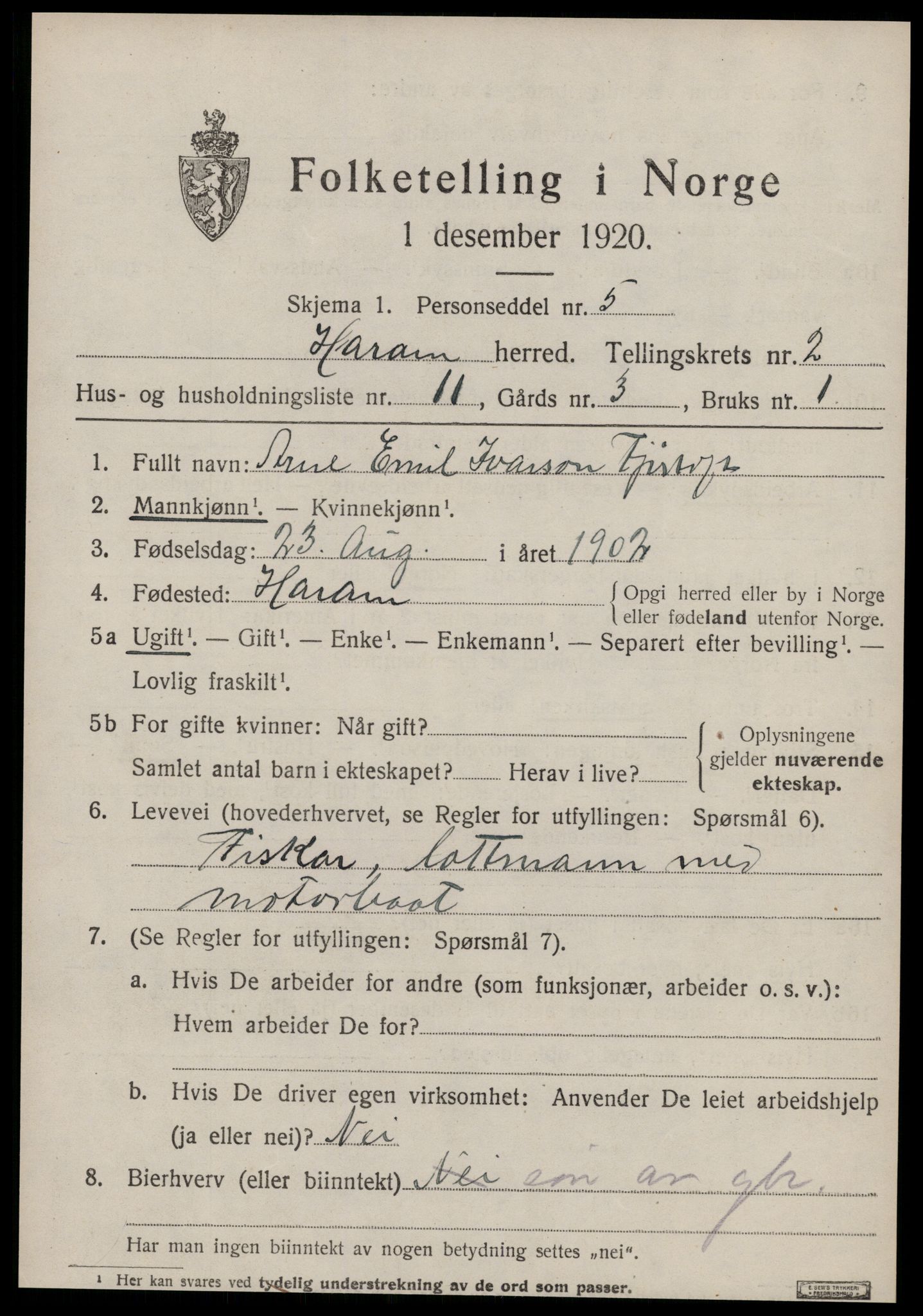 SAT, Folketelling 1920 for 1534 Haram herred, 1920, s. 1505
