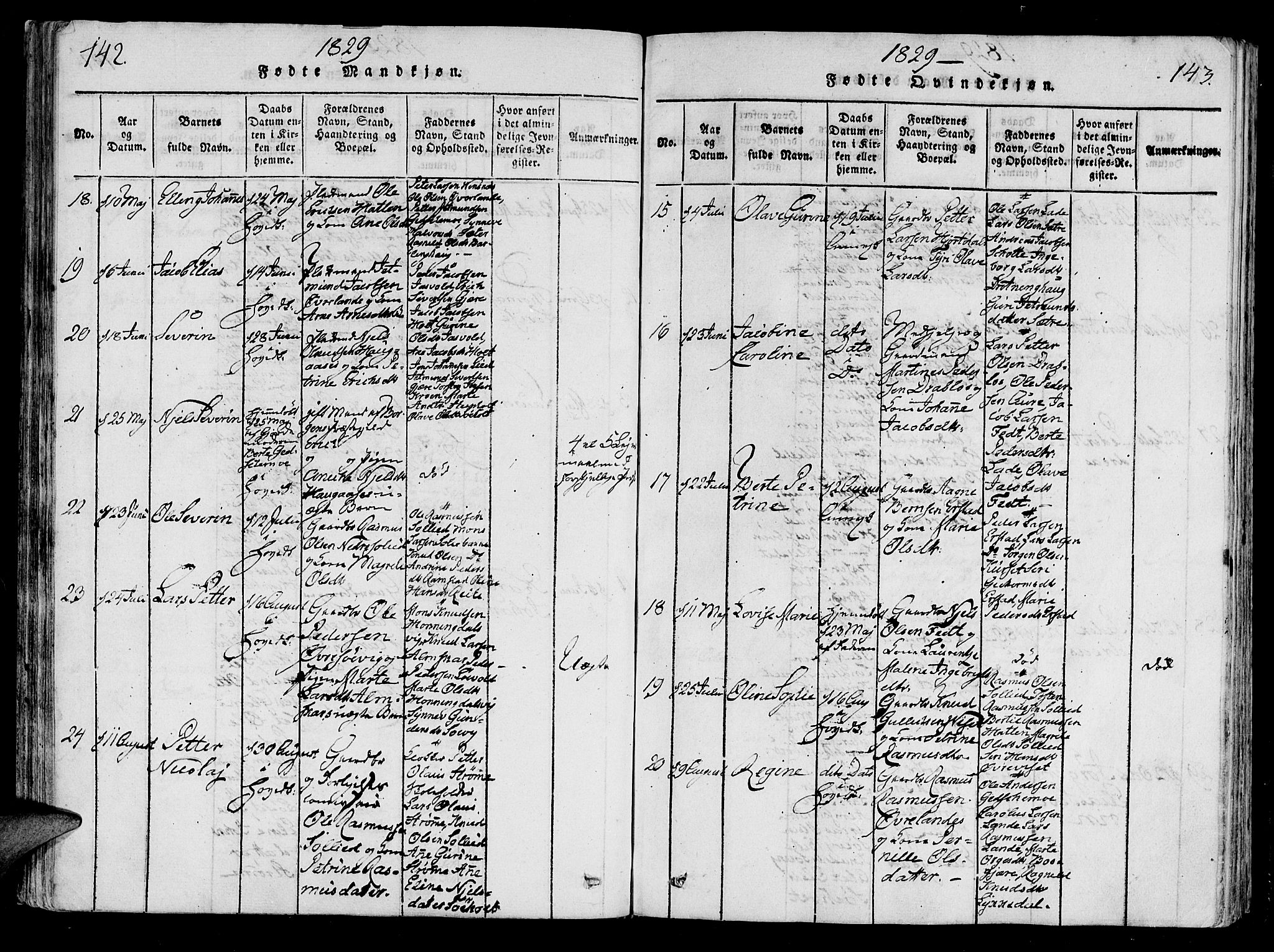 Ministerialprotokoller, klokkerbøker og fødselsregistre - Møre og Romsdal, AV/SAT-A-1454/522/L0310: Ministerialbok nr. 522A05, 1816-1832, s. 142-143