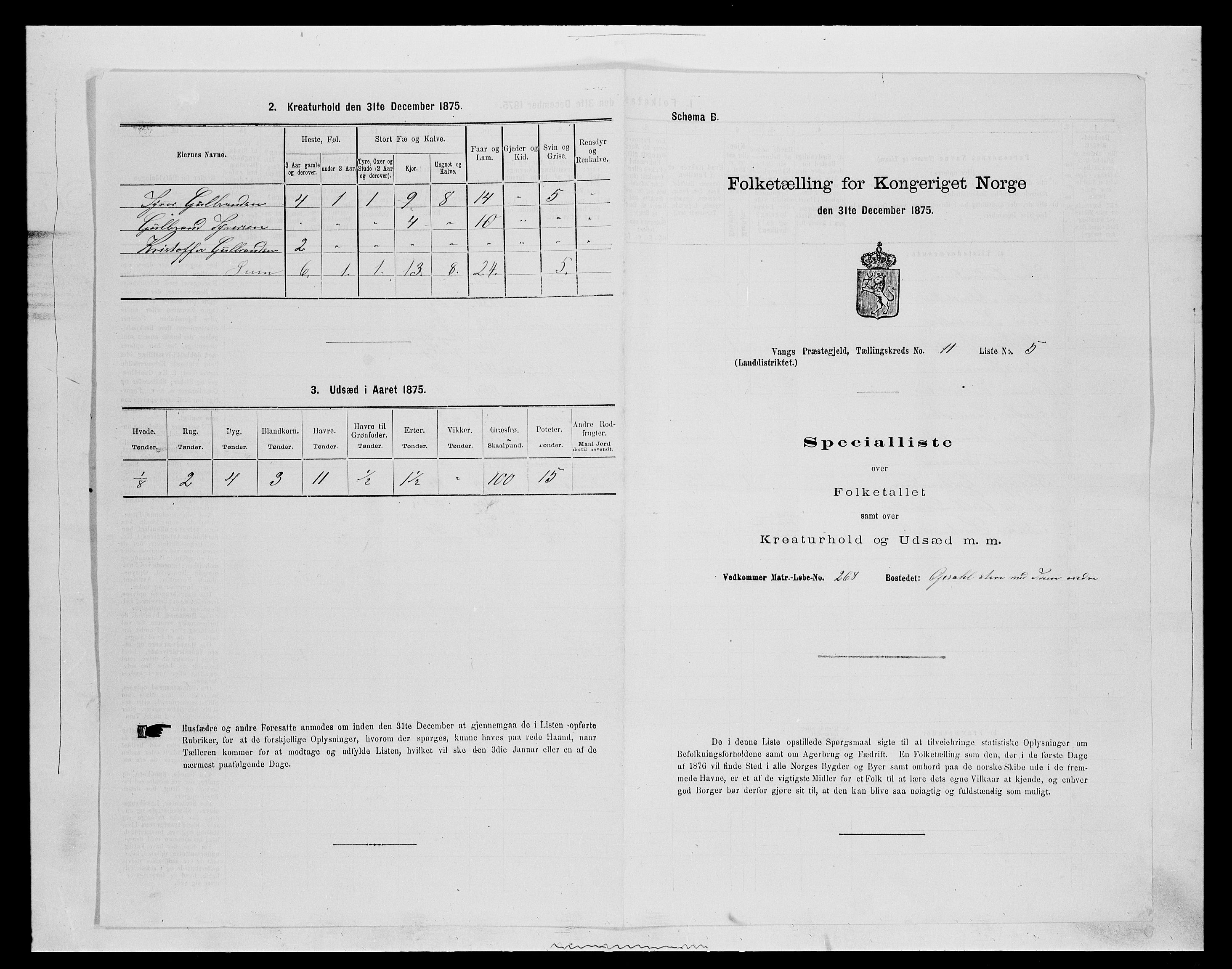 SAH, Folketelling 1875 for 0414L Vang prestegjeld, Vang sokn og Furnes sokn, 1875, s. 2374