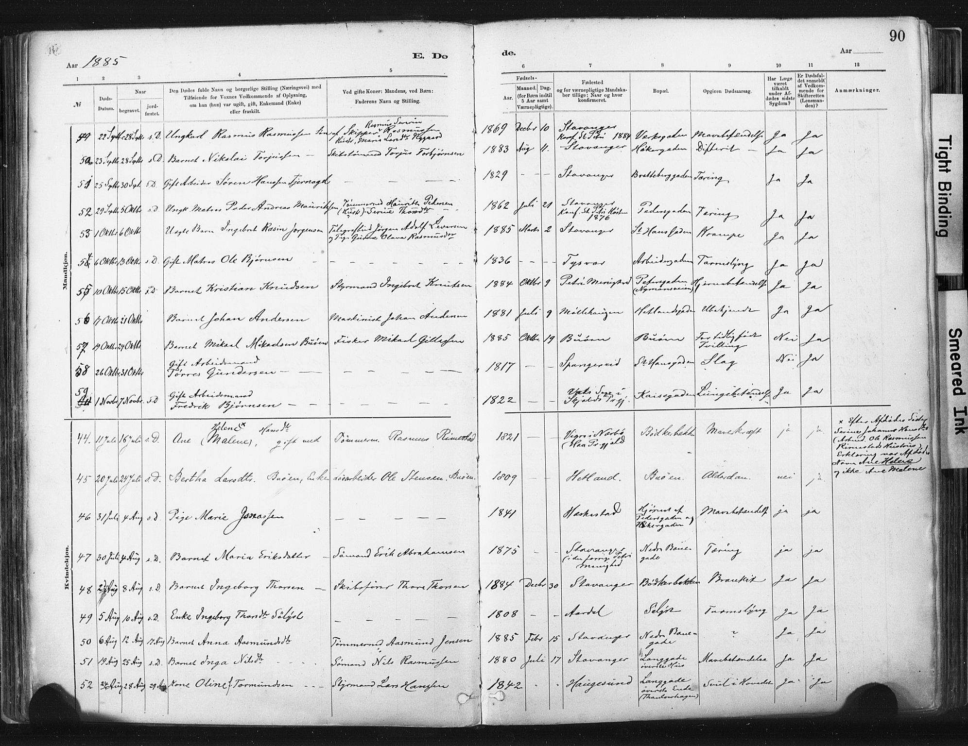 St. Johannes sokneprestkontor, AV/SAST-A-101814/001/30/30BA/L0003: Ministerialbok nr. A 3, 1885-1910, s. 90