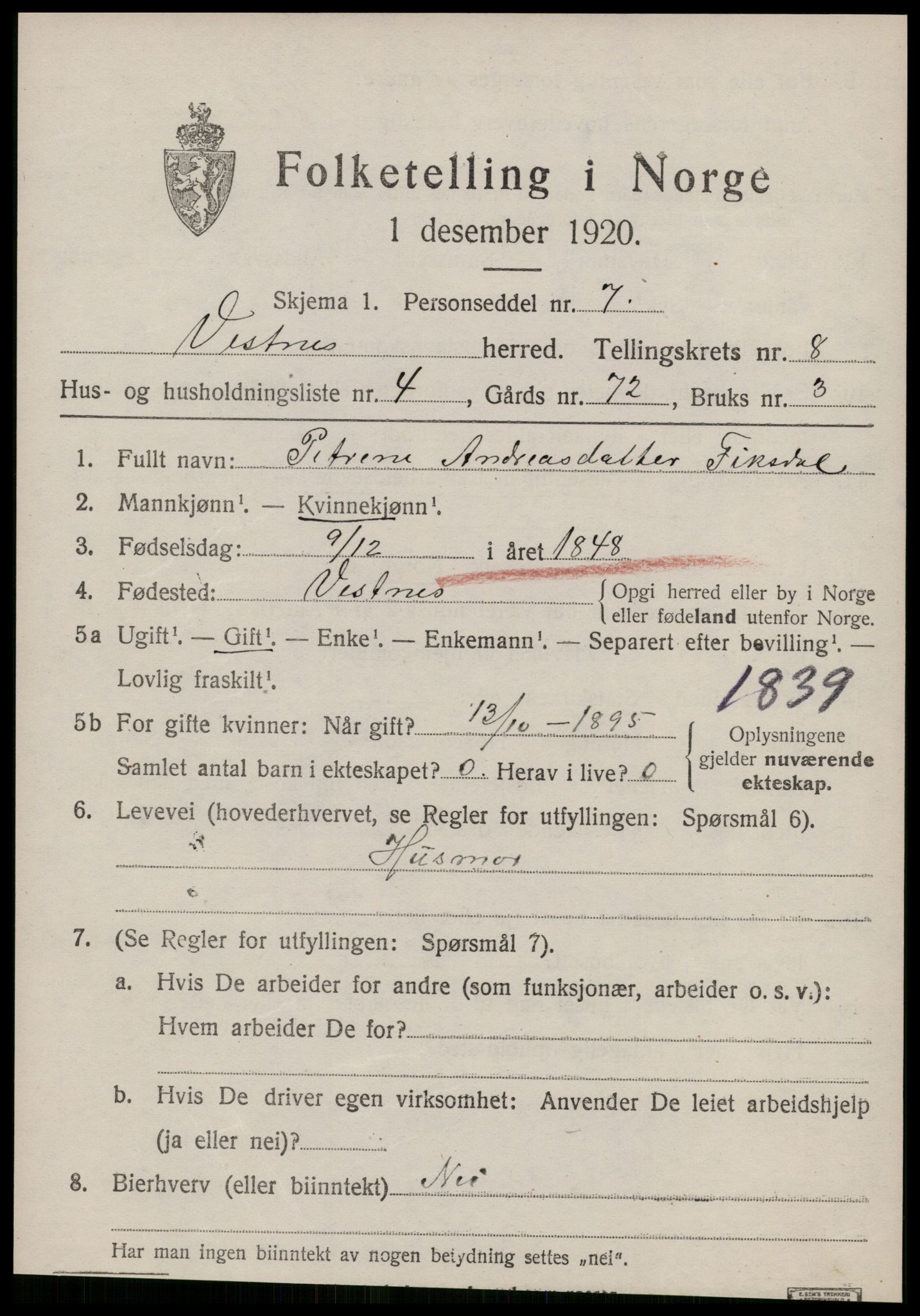 SAT, Folketelling 1920 for 1535 Vestnes herred, 1920, s. 5633