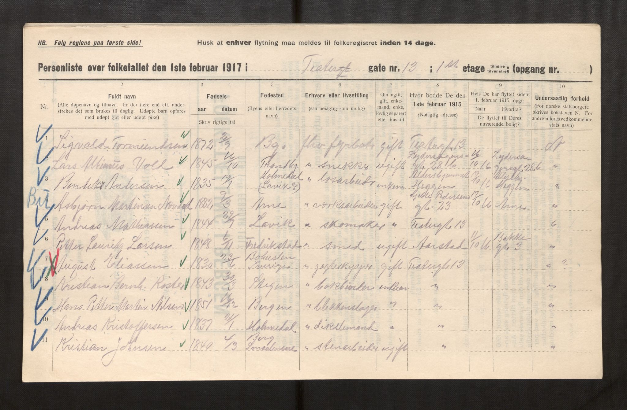 SAB, Kommunal folketelling 1917 for Bergen kjøpstad, 1917, s. 41187