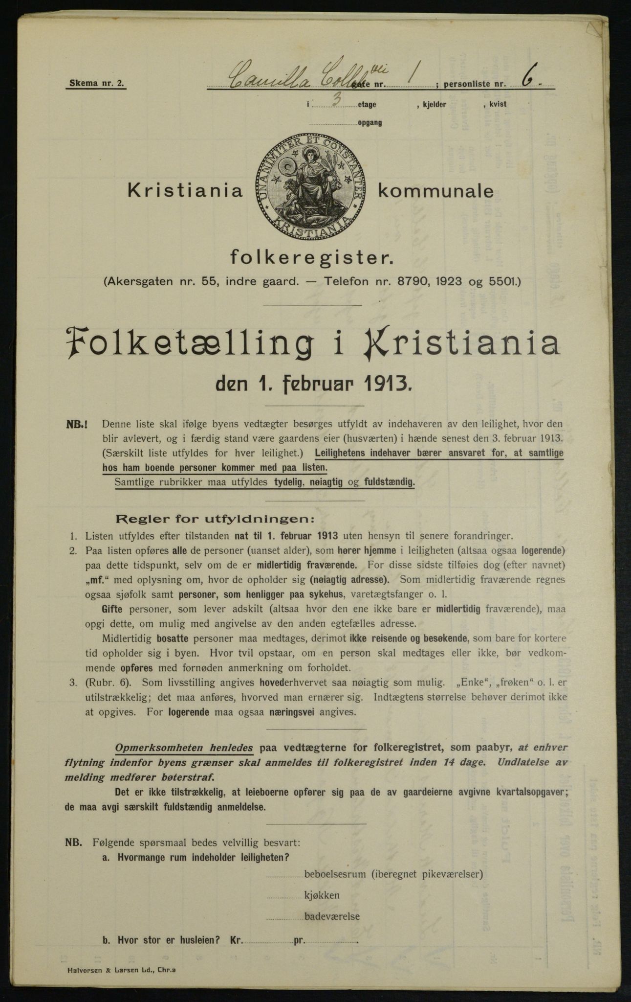 OBA, Kommunal folketelling 1.2.1913 for Kristiania, 1913, s. 11586