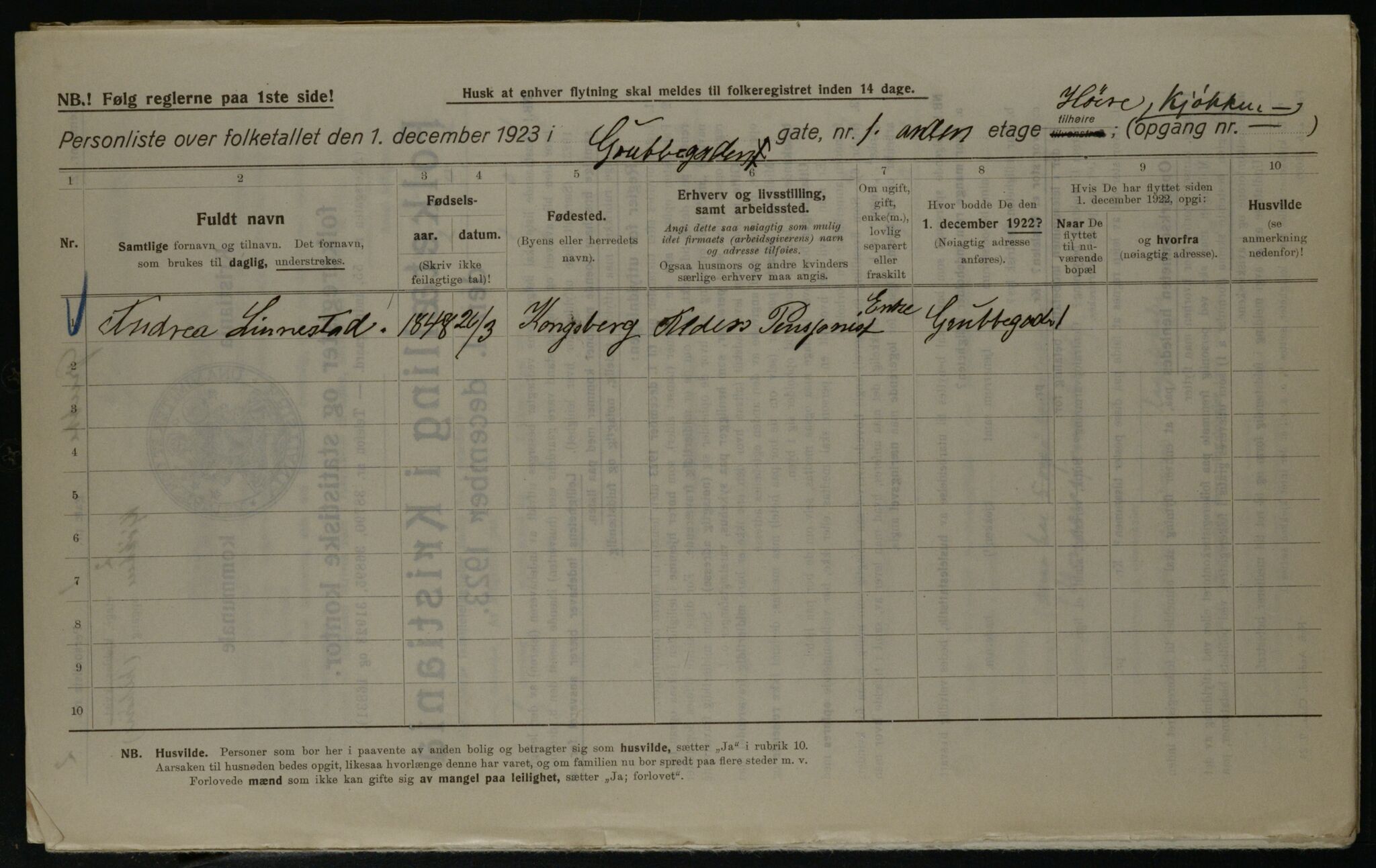 OBA, Kommunal folketelling 1.12.1923 for Kristiania, 1923, s. 34047