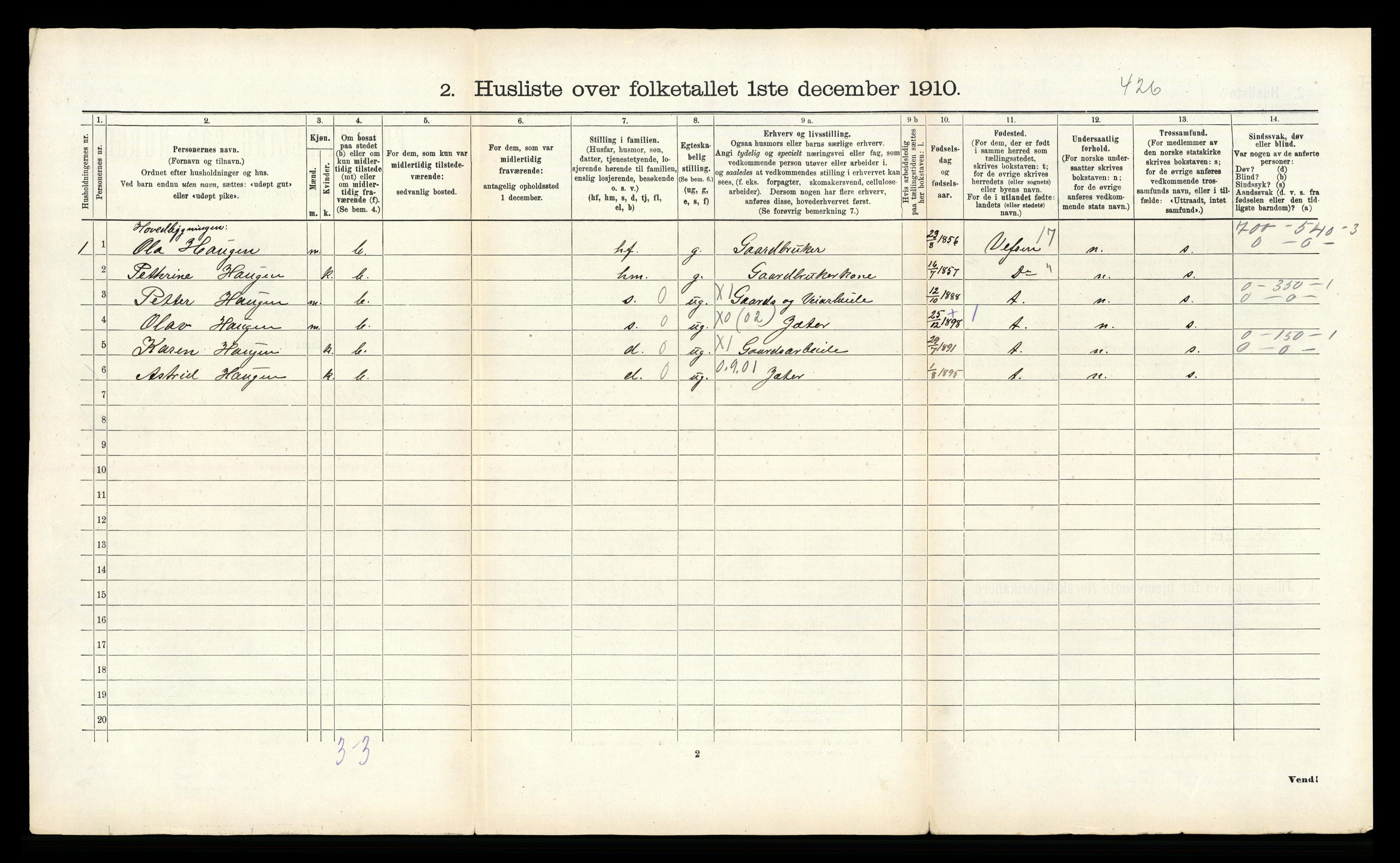 RA, Folketelling 1910 for 1826 Hattfjelldal herred, 1910, s. 136