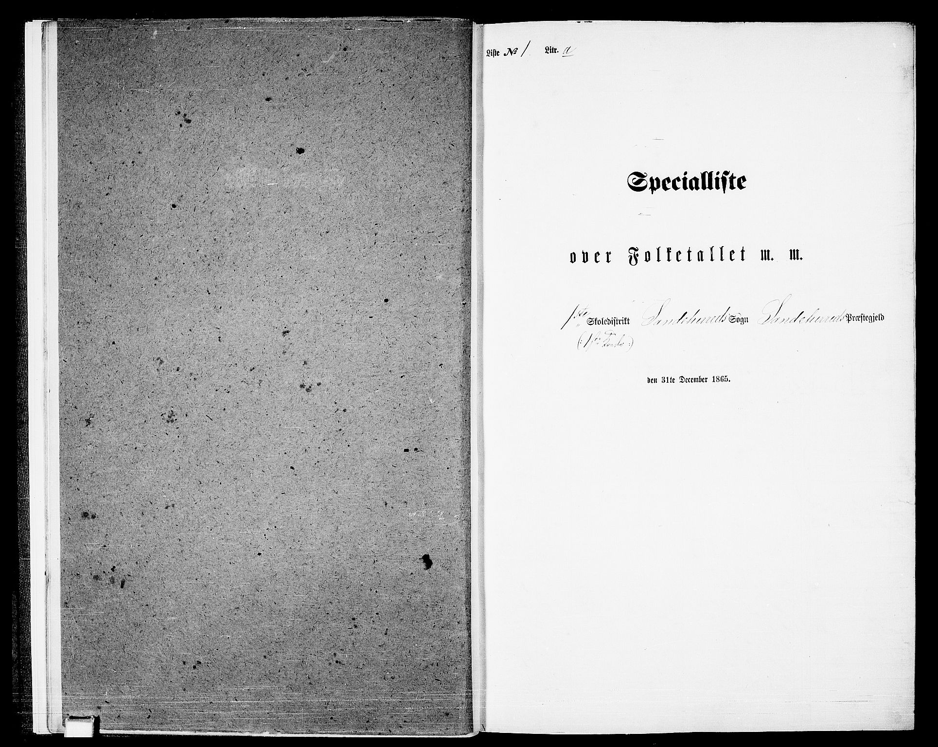 RA, Folketelling 1865 for 0724L Sandeherred prestegjeld, Sandeherred sokn, 1865, s. 9