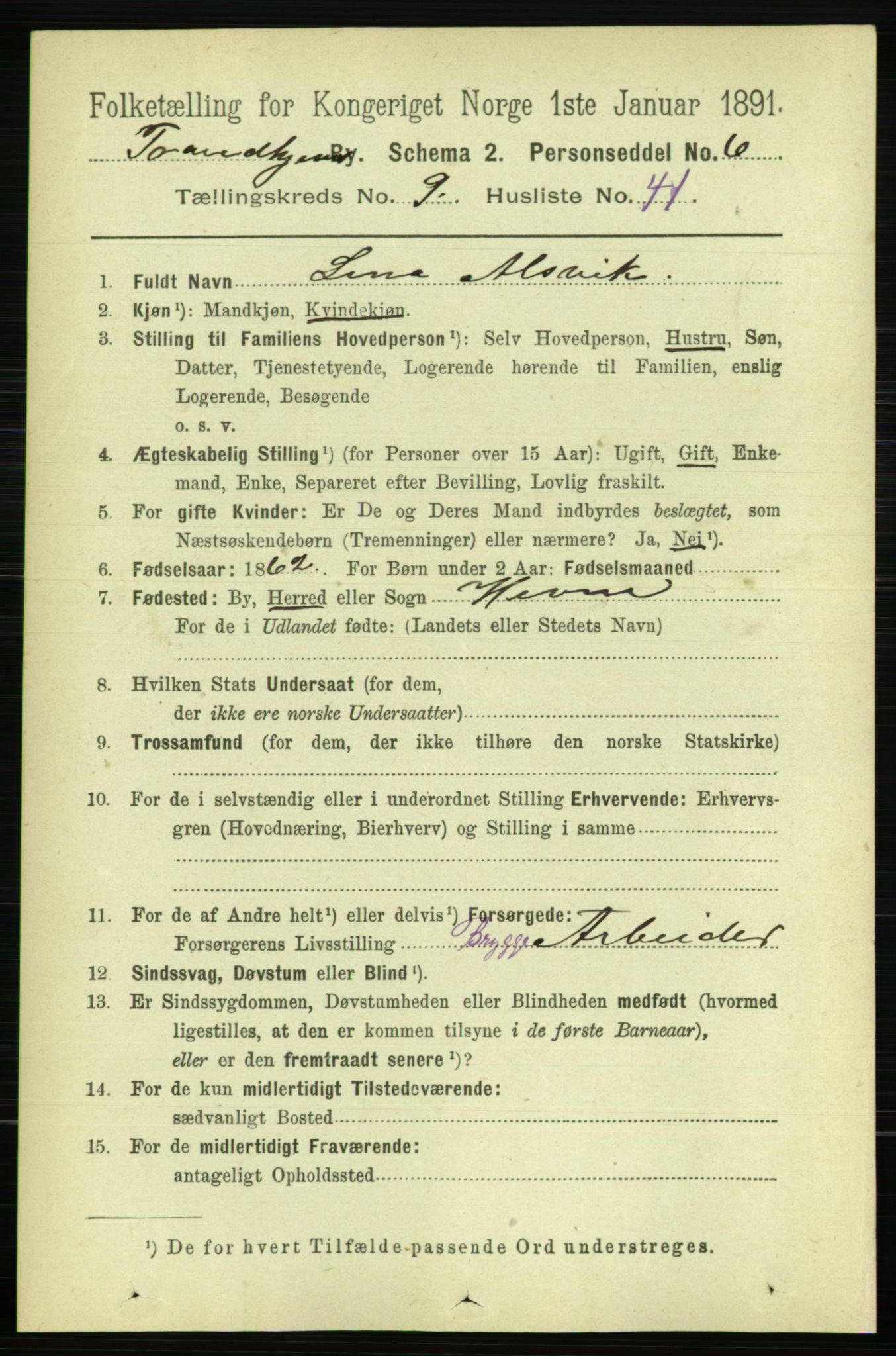 RA, Folketelling 1891 for 1601 Trondheim kjøpstad, 1891, s. 8079