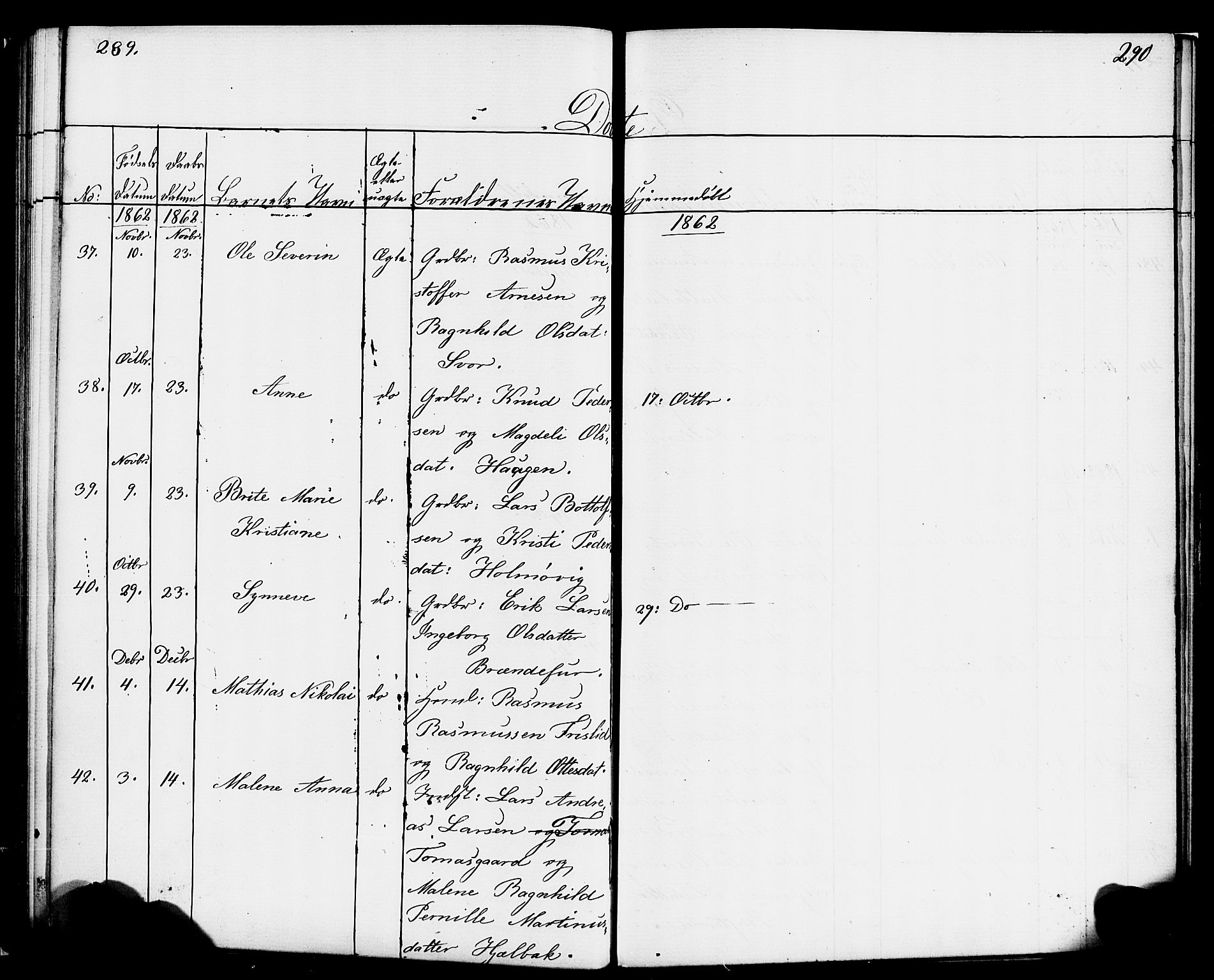 Hornindal sokneprestembete, AV/SAB-A-82401/H/Haa/Haaa/L0001: Ministerialbok nr. A 1, 1837-1866, s. 290-291