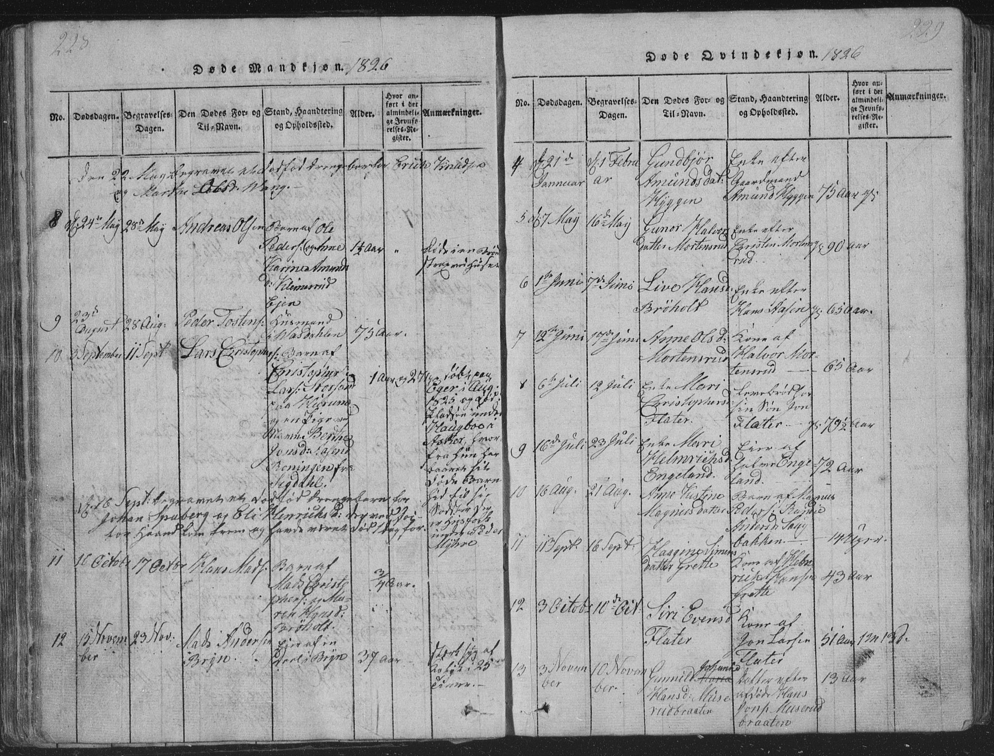 Røyken kirkebøker, AV/SAKO-A-241/G/Ga/L0003: Klokkerbok nr. 3, 1814-1856, s. 228-229